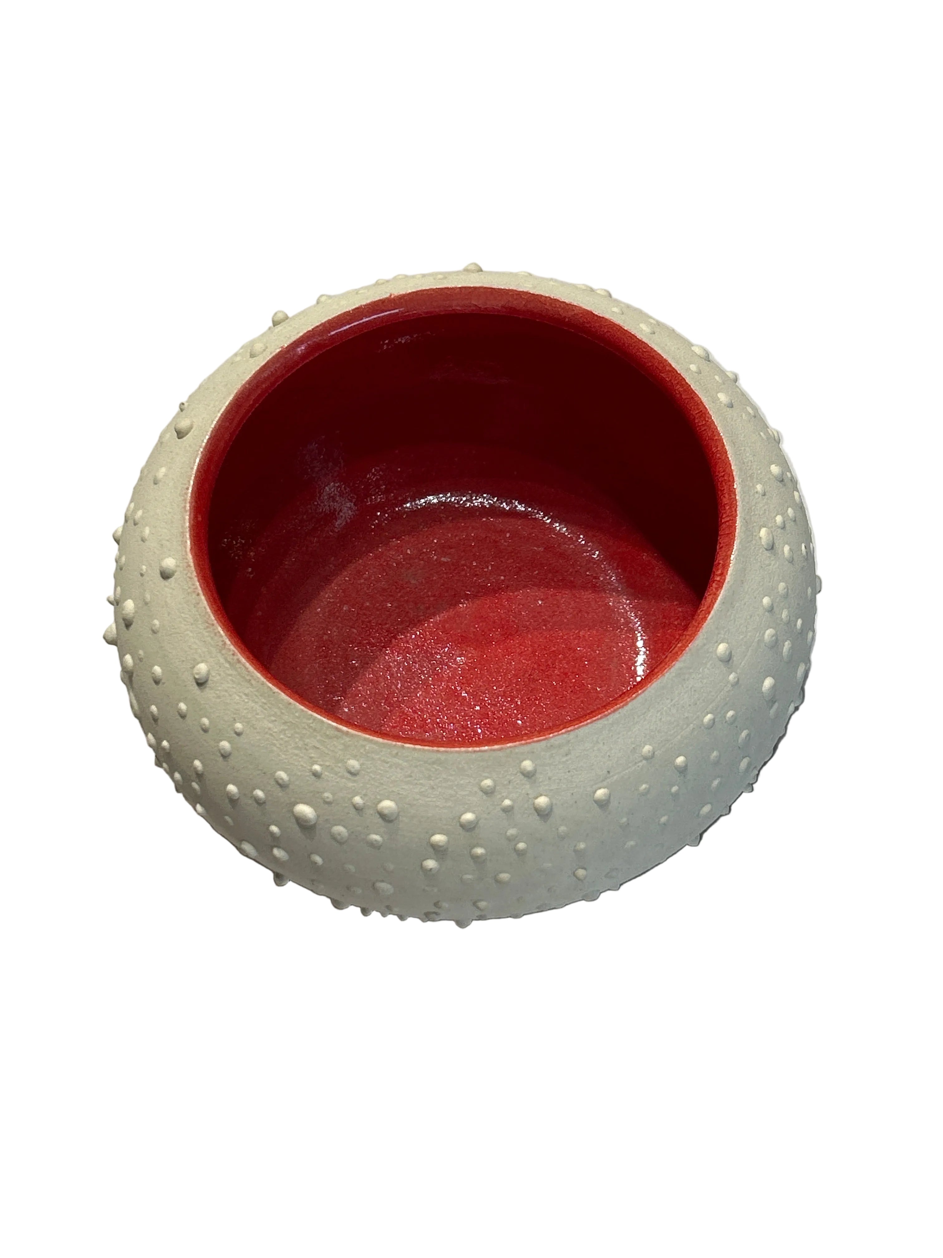 Vintage textured trinket bowl with red interior