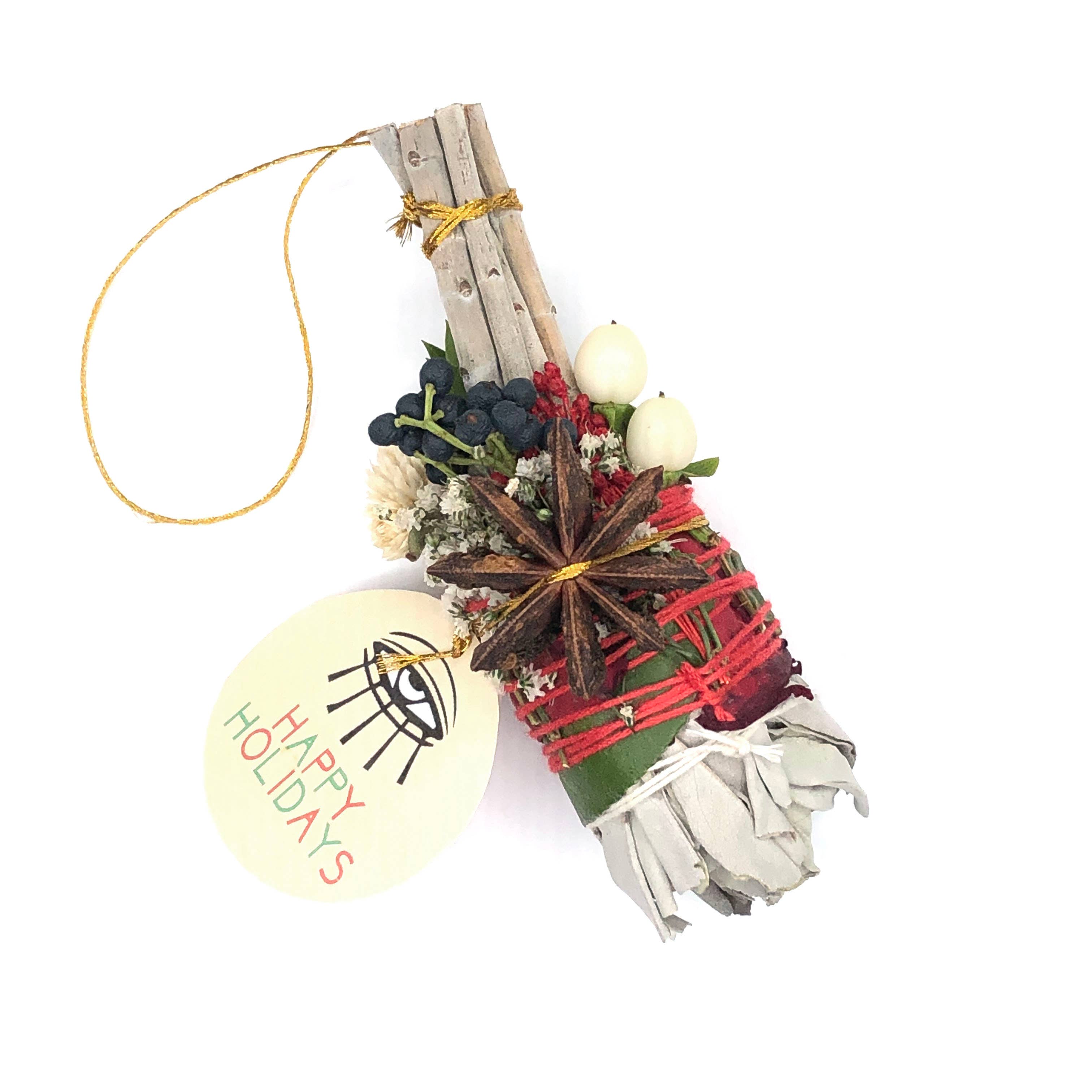 ‘HAPPY HOLIDAYS’ - SAGE TORCH ORNAMENT