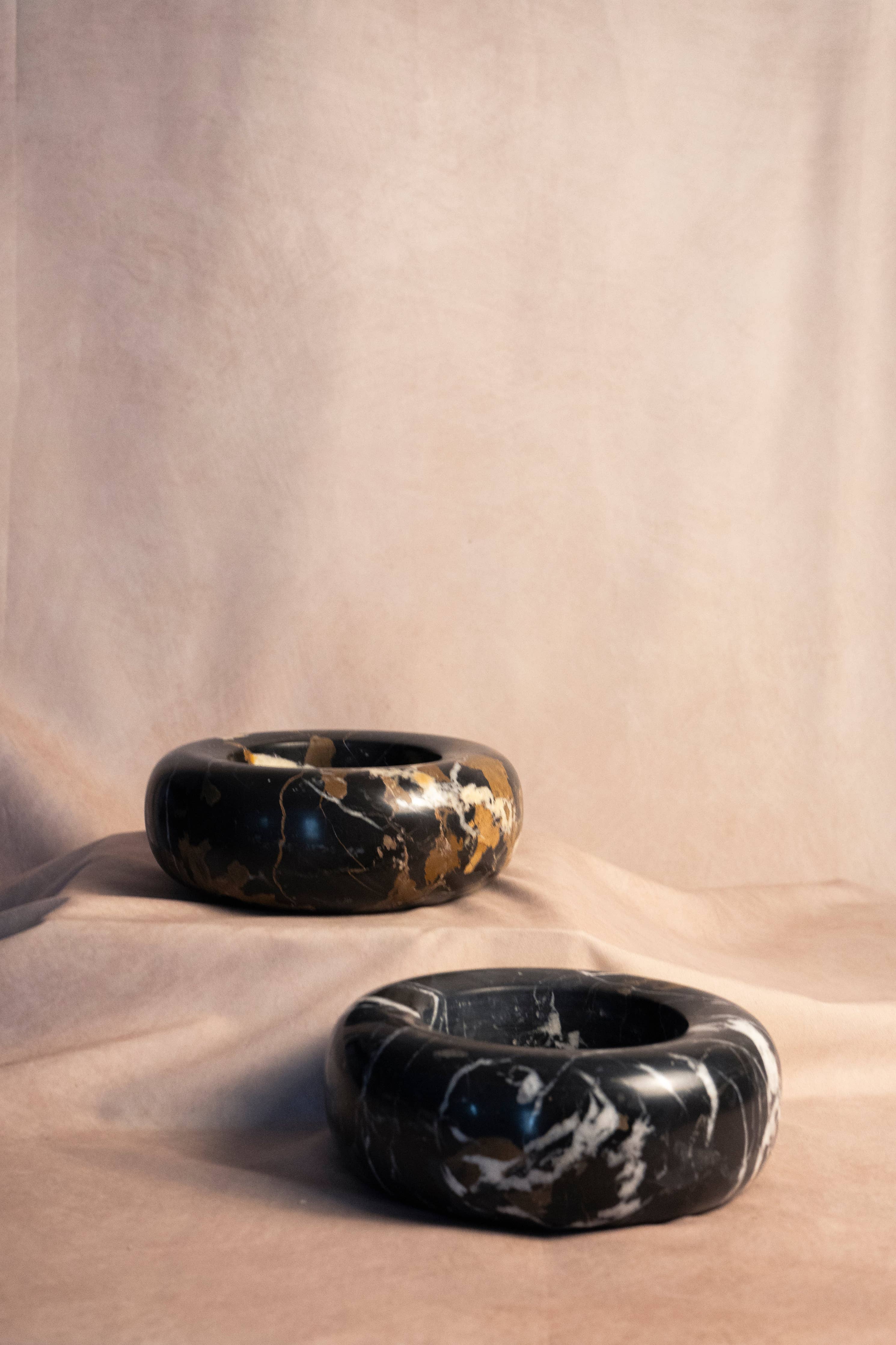 Bespoke Donut Bowl - Black & Gold Marble