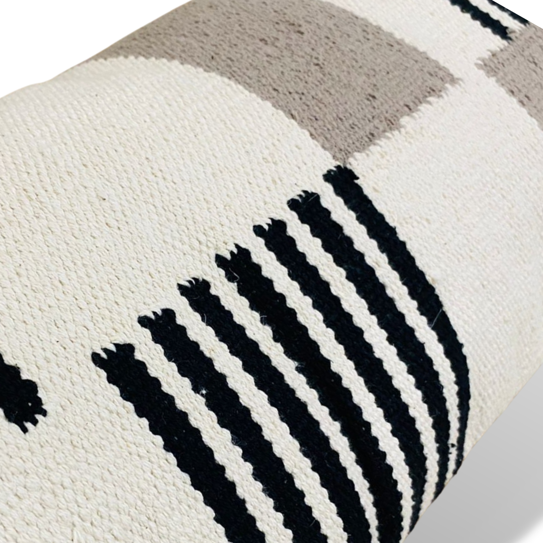 Zanbar Black and White Handwoven Lumbar Pillow