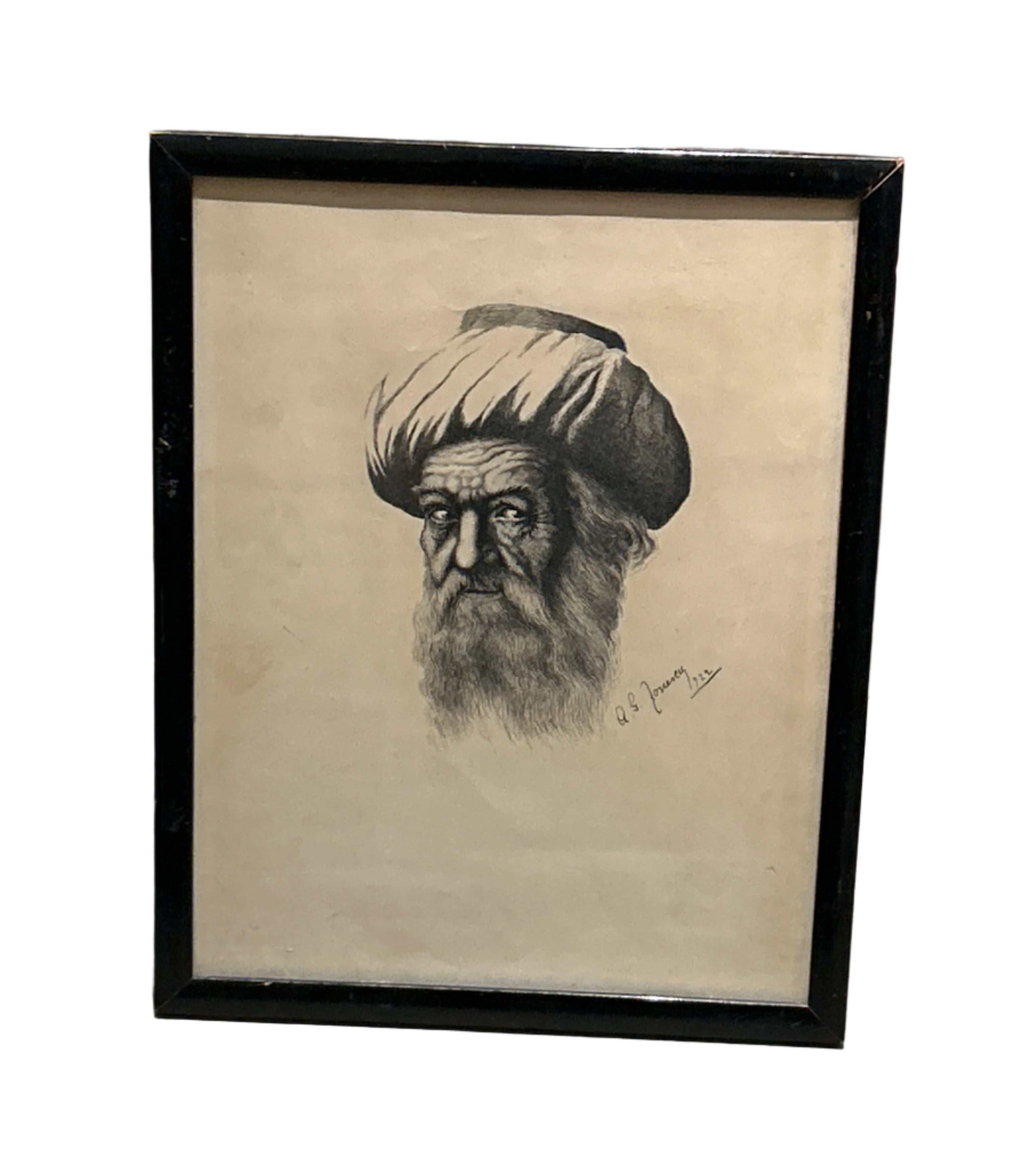 Pencil sketch of man signed
