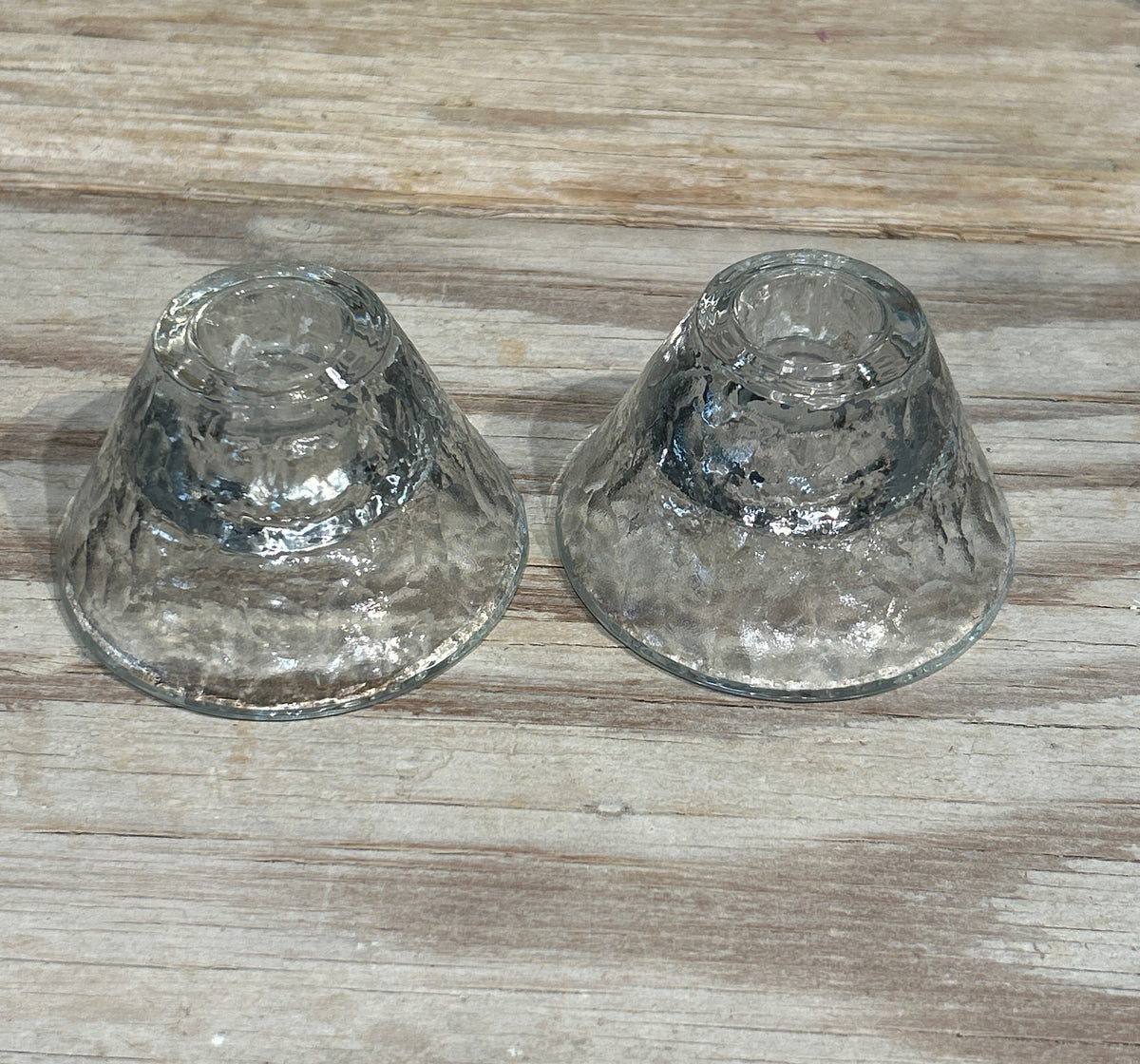 Vintage pair of French ice block candle holders