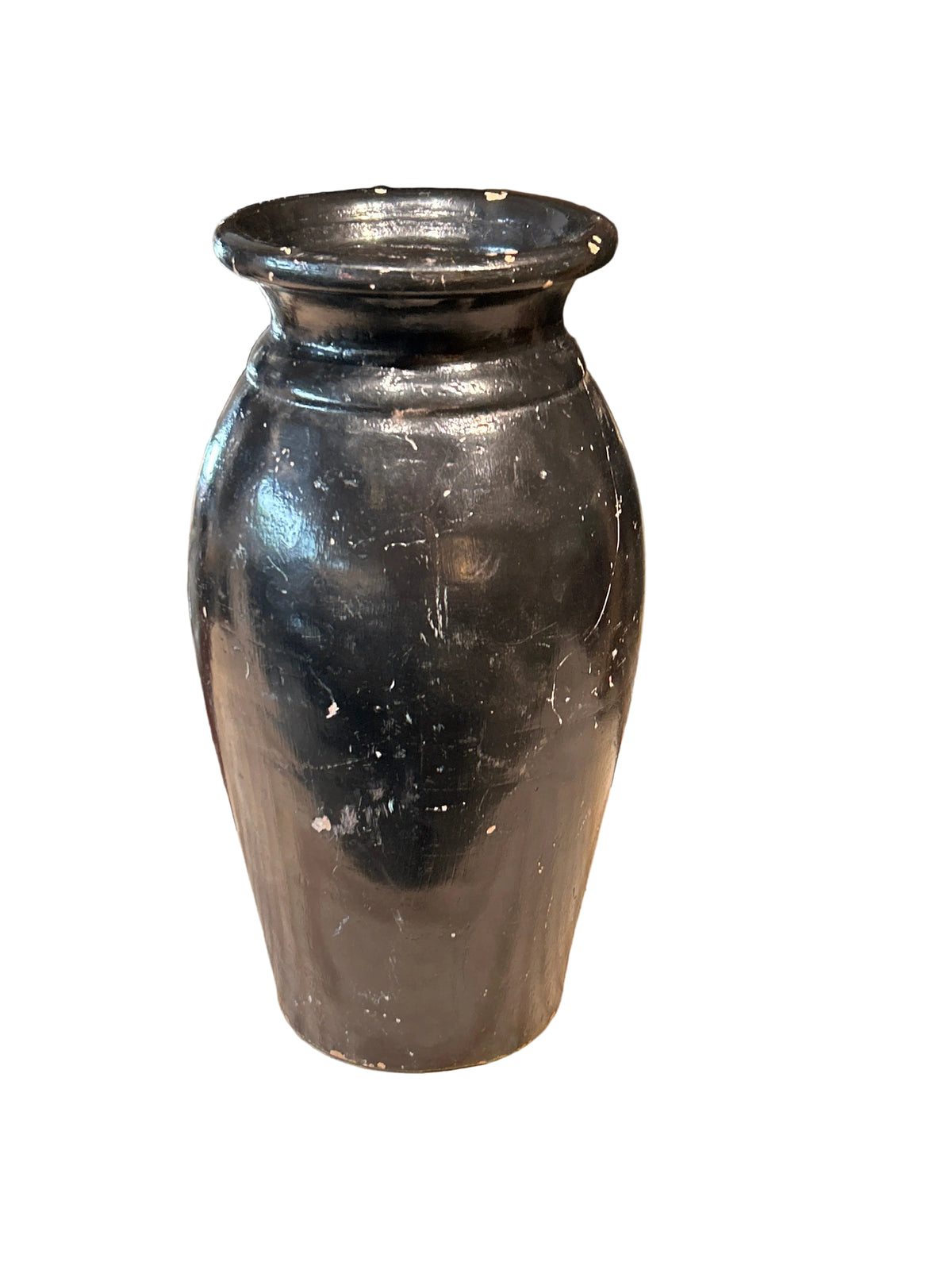 Vintage black distressed terracotta vase