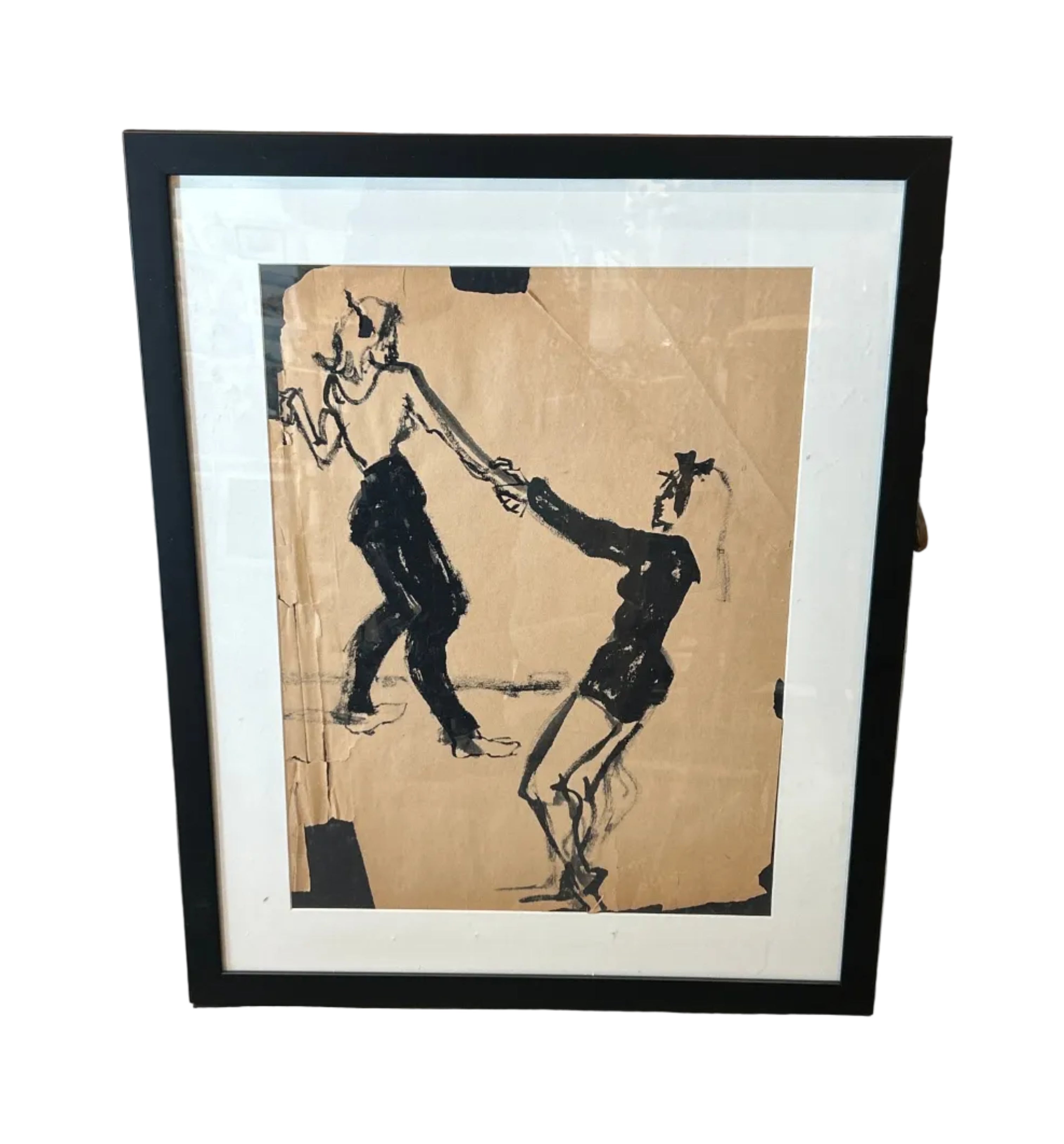 Vintage Charcoal of two female dancers