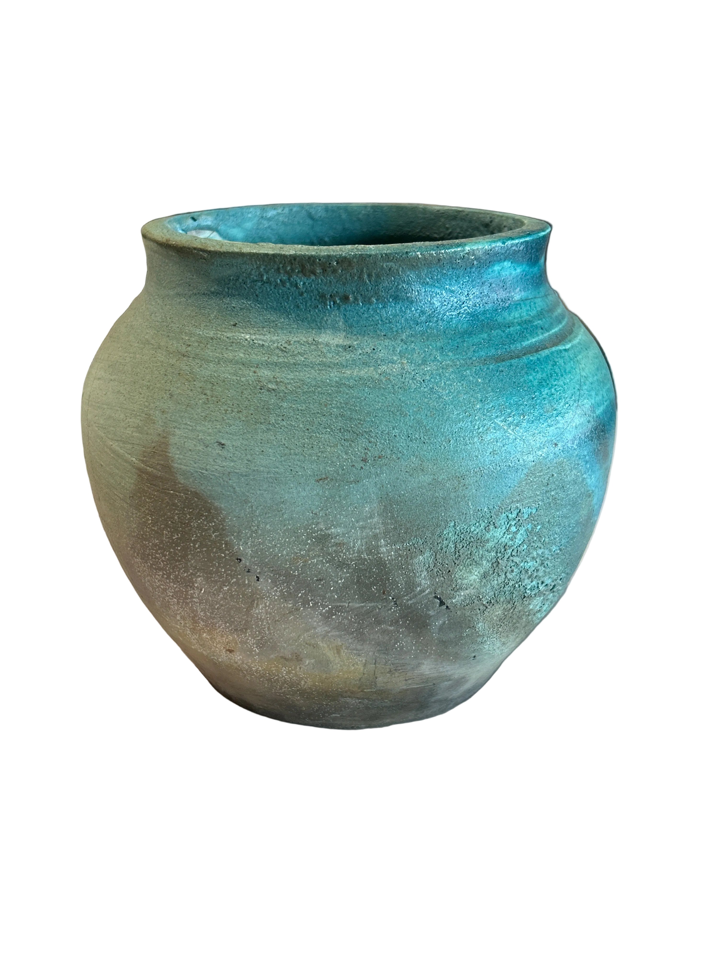 Vintage teal ceramic vase