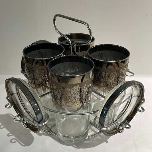 Set of 4 glasses with coasters