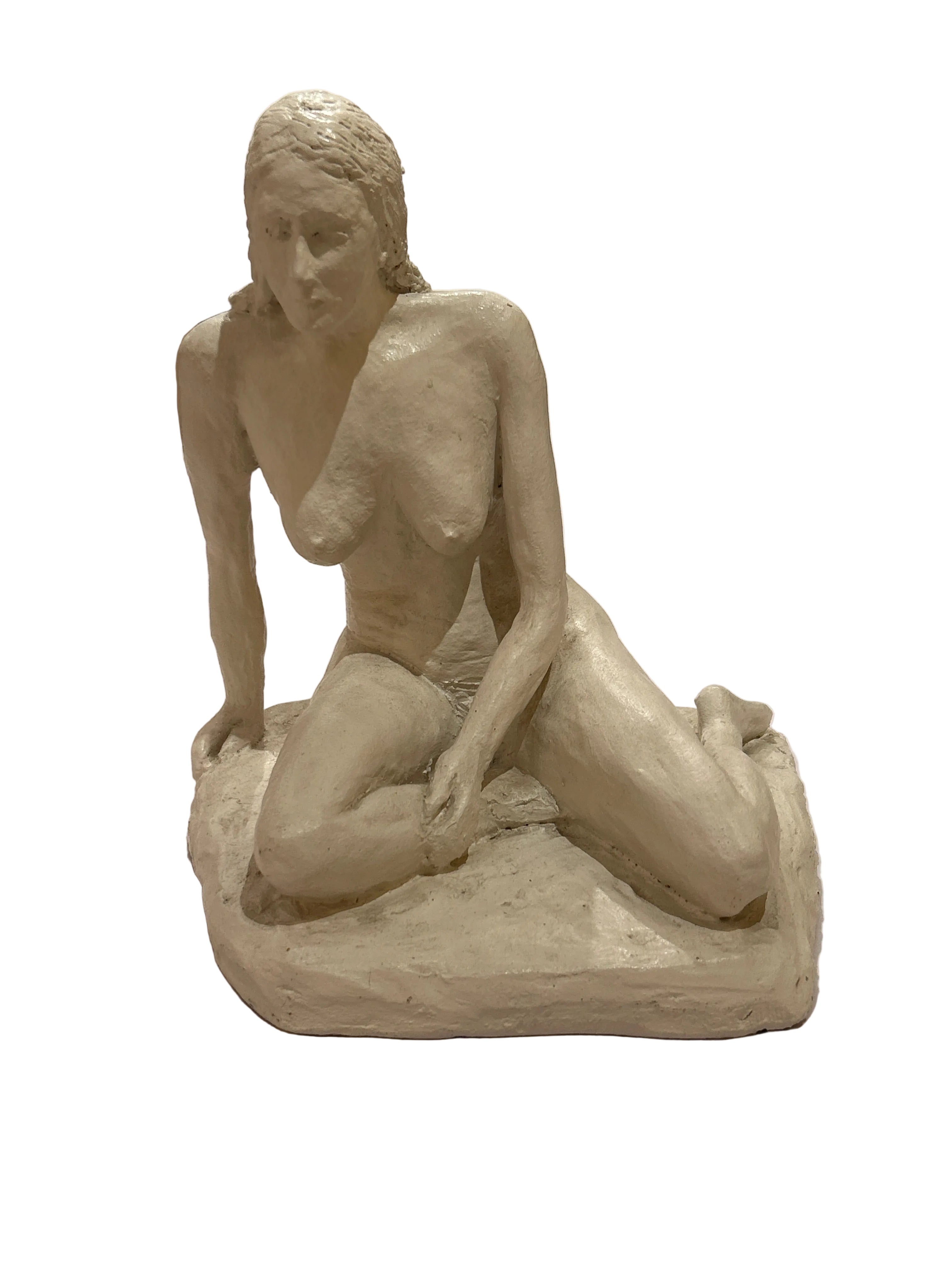 Vintage nude sitting woman sculpture