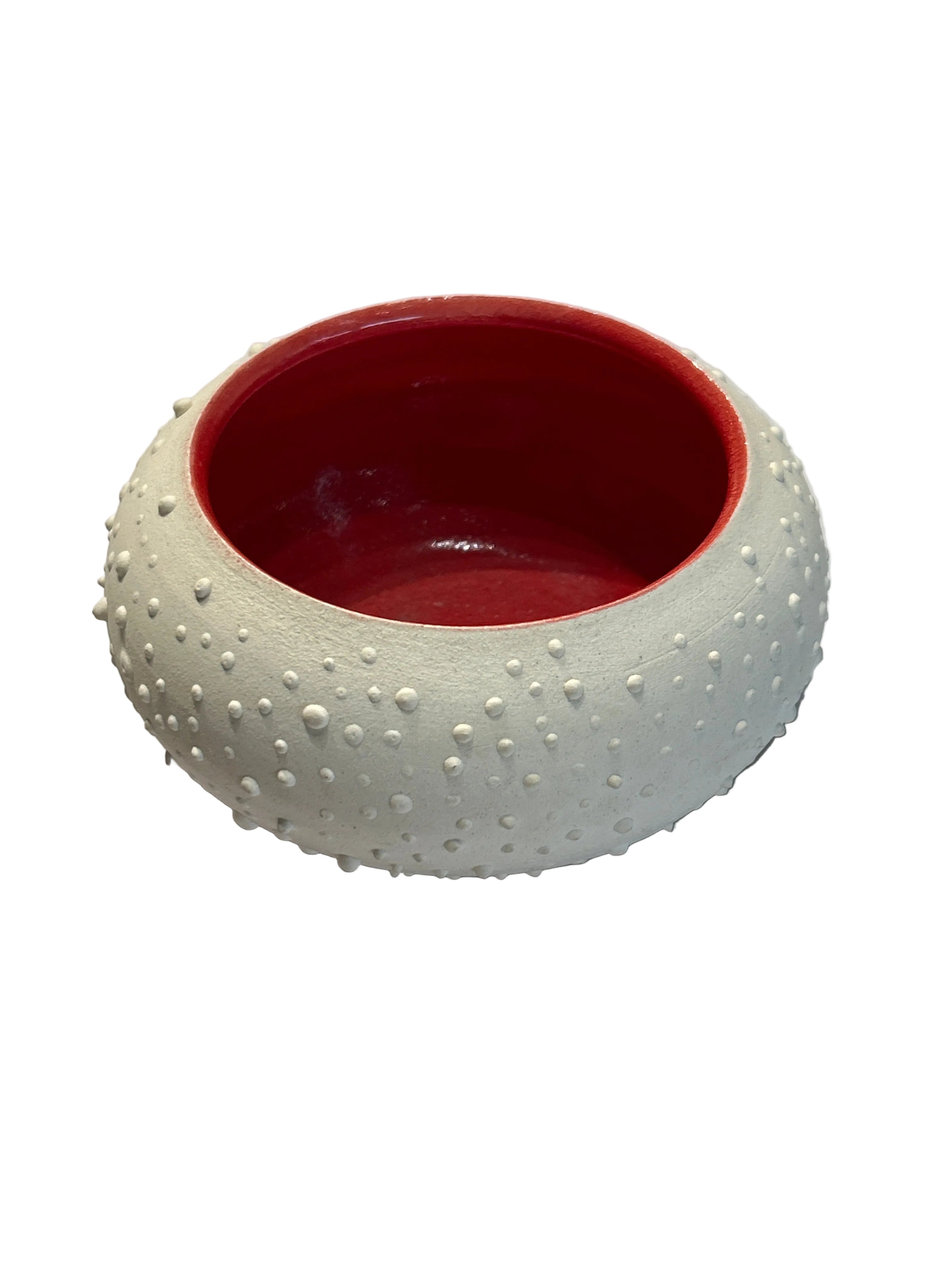 Vintage textured trinket bowl with red interior
