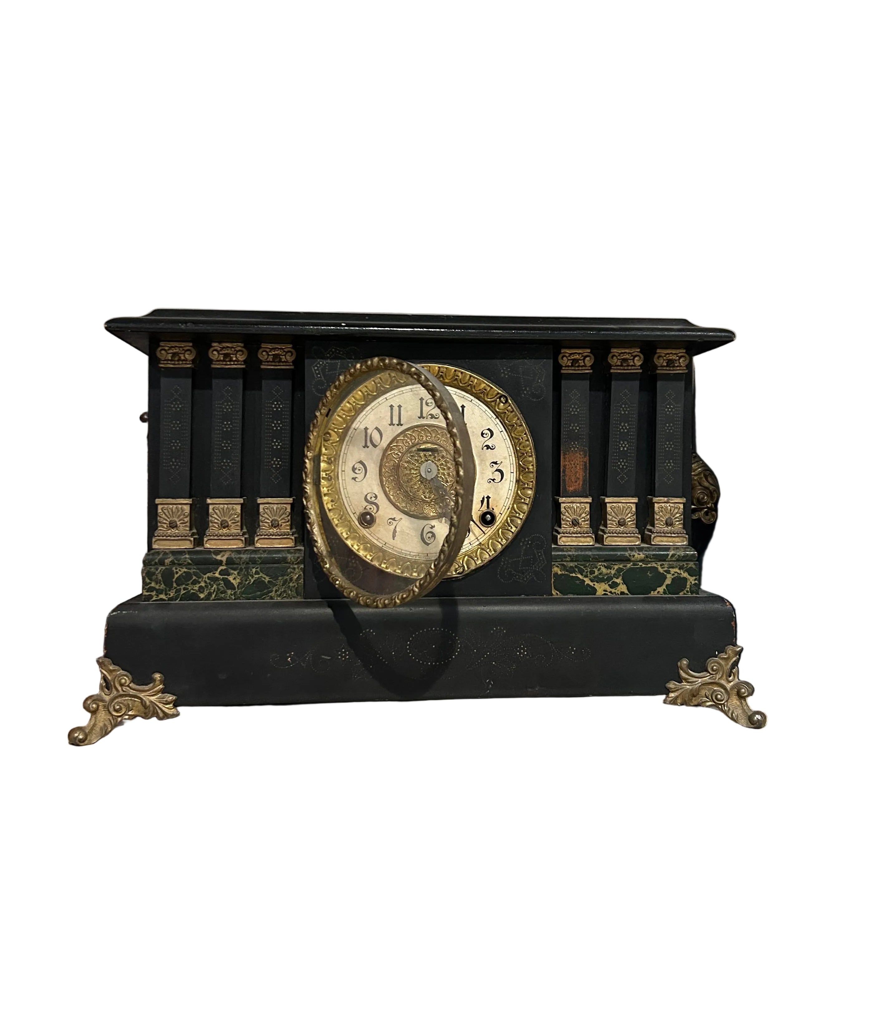 Vintage marbleized Ingraham mantle clock