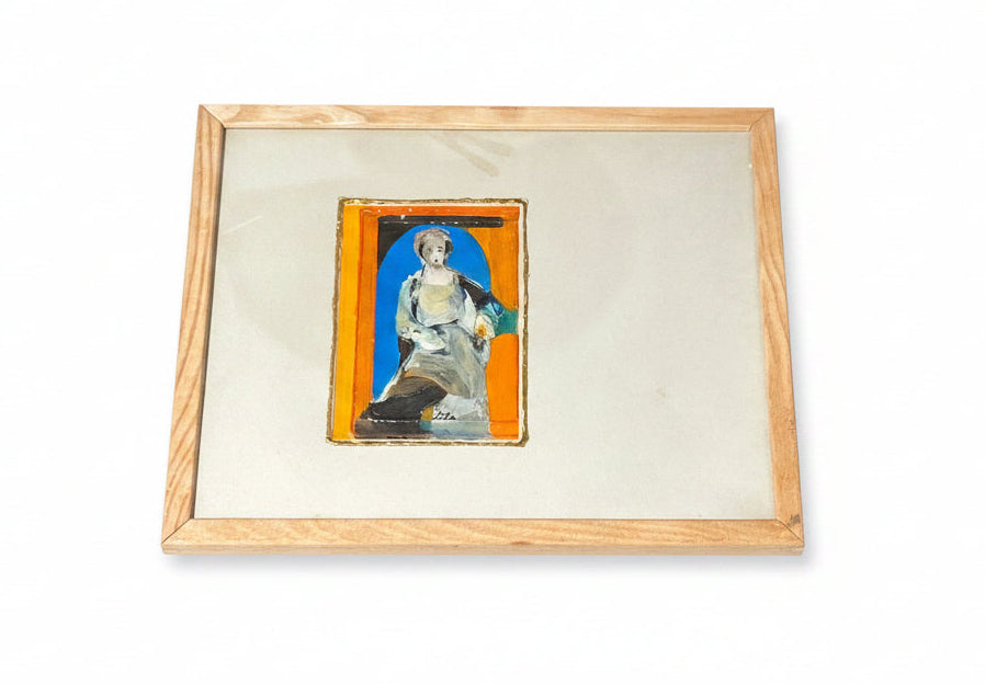 Lila Hartman abstract sitting female portrait with gold rim