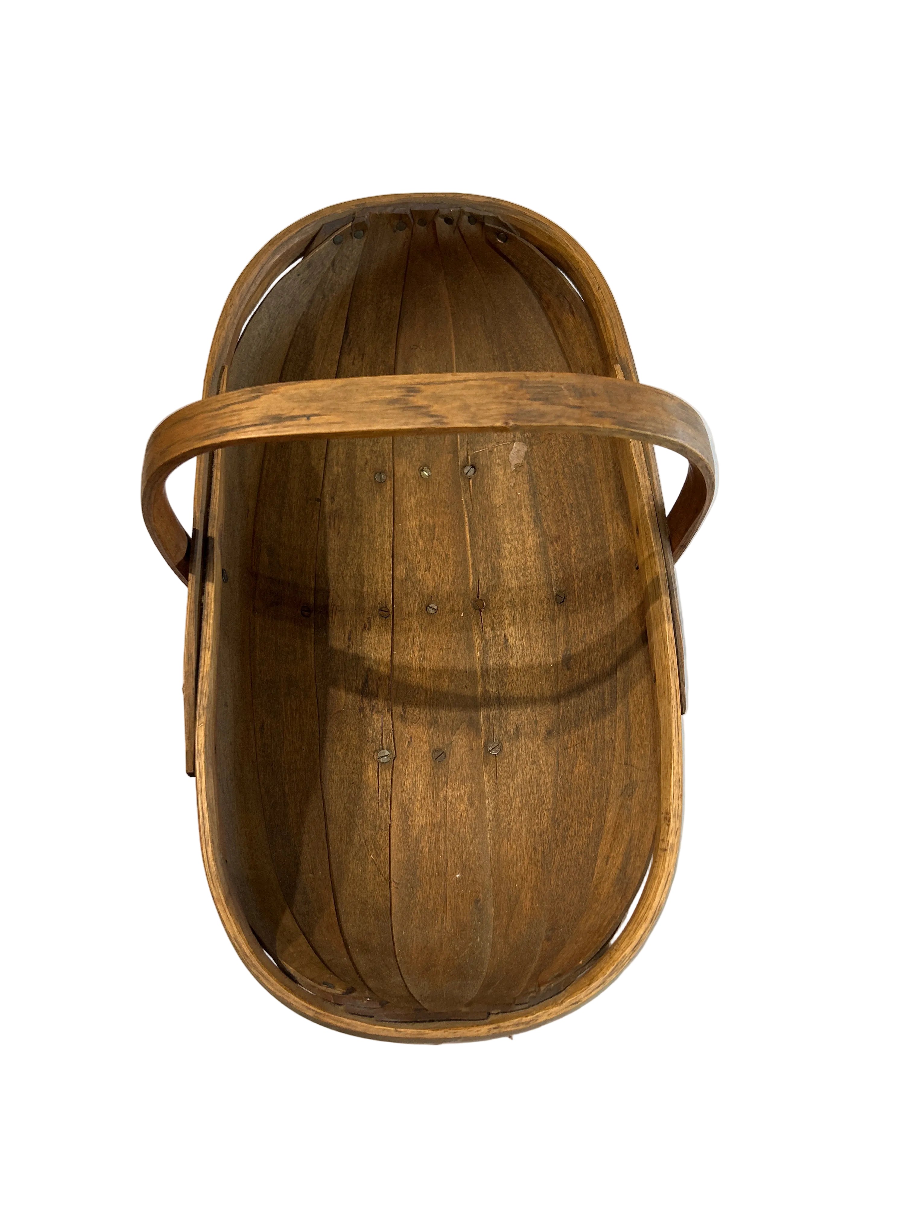 Vintage footed wood basket