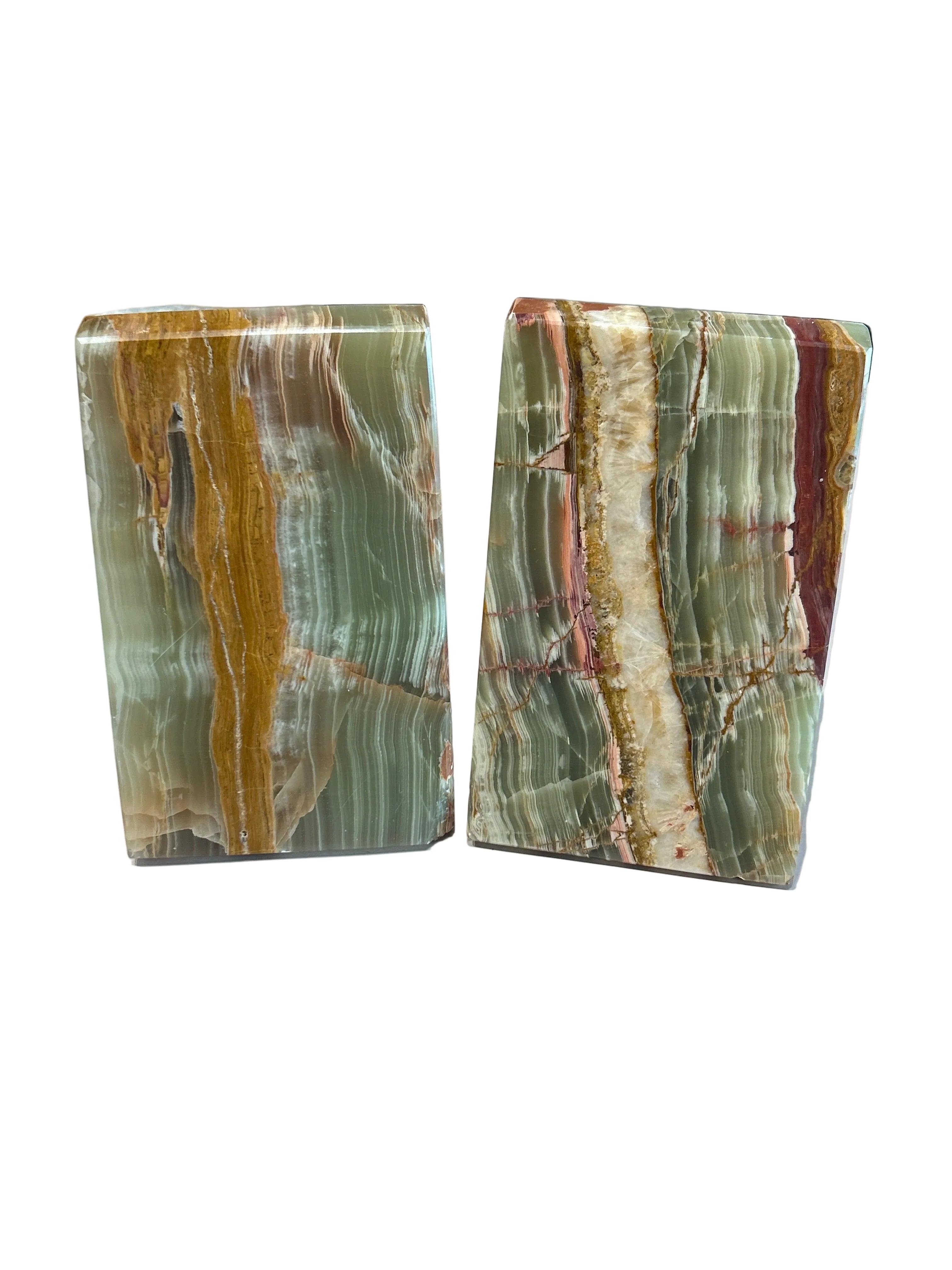 Vintage set of onyx stone bookends