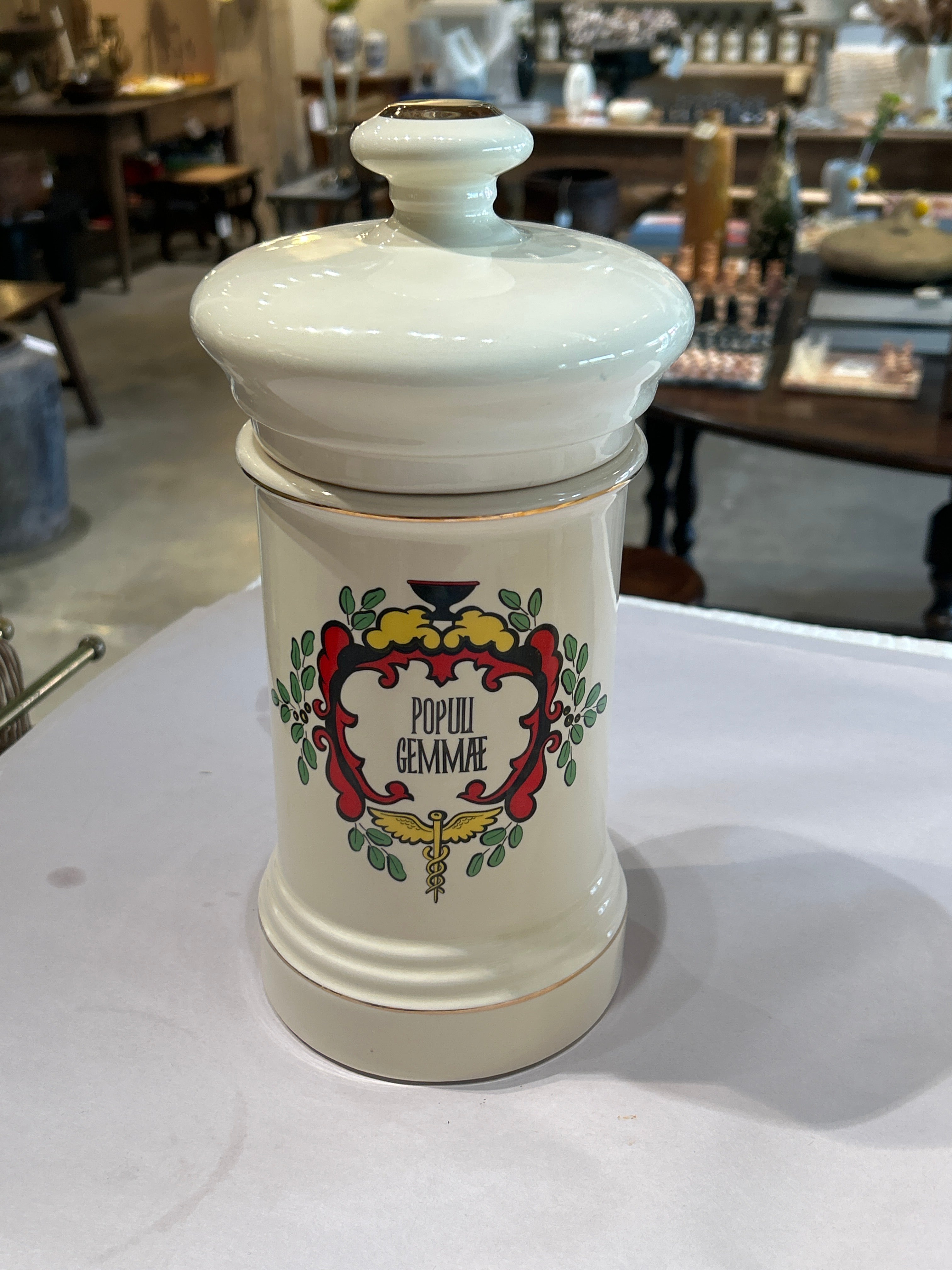 Vintage Populi Gemmae apothecary