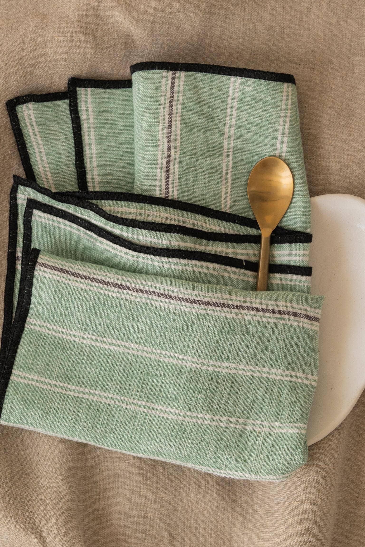 Althea Linen Napkin –  Althea Green / Set of 2 - 10"x10"