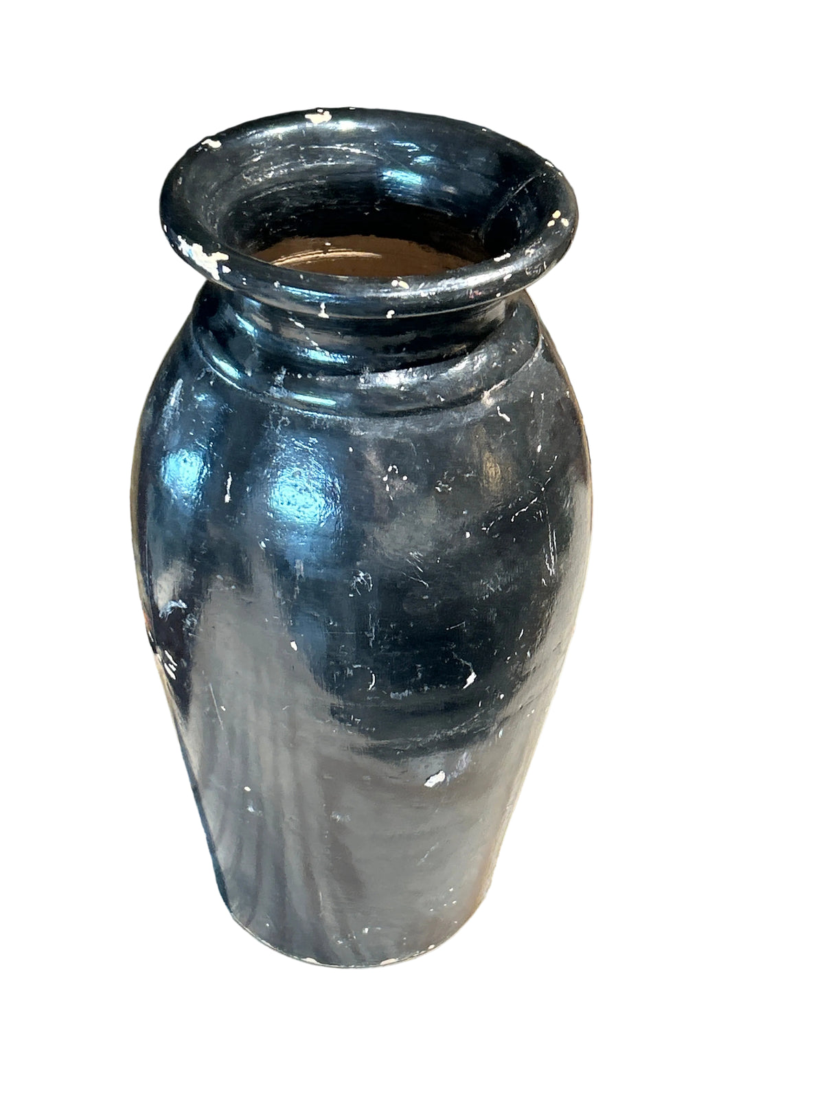 Vintage black distressed terracotta vase
