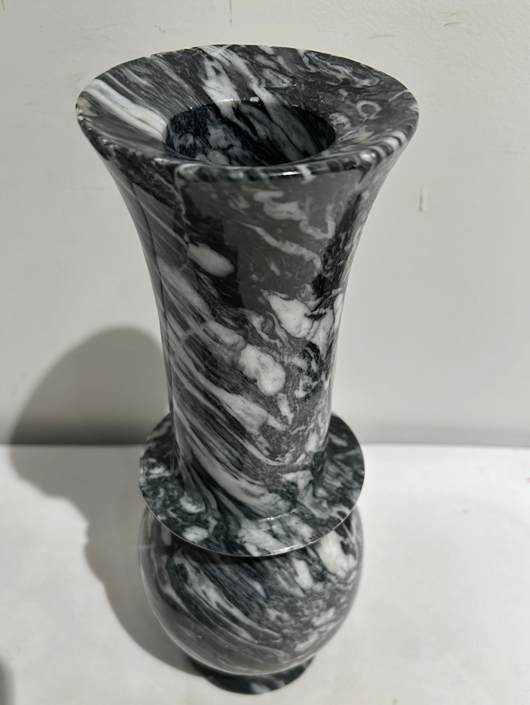 Vintage black and white marble vase