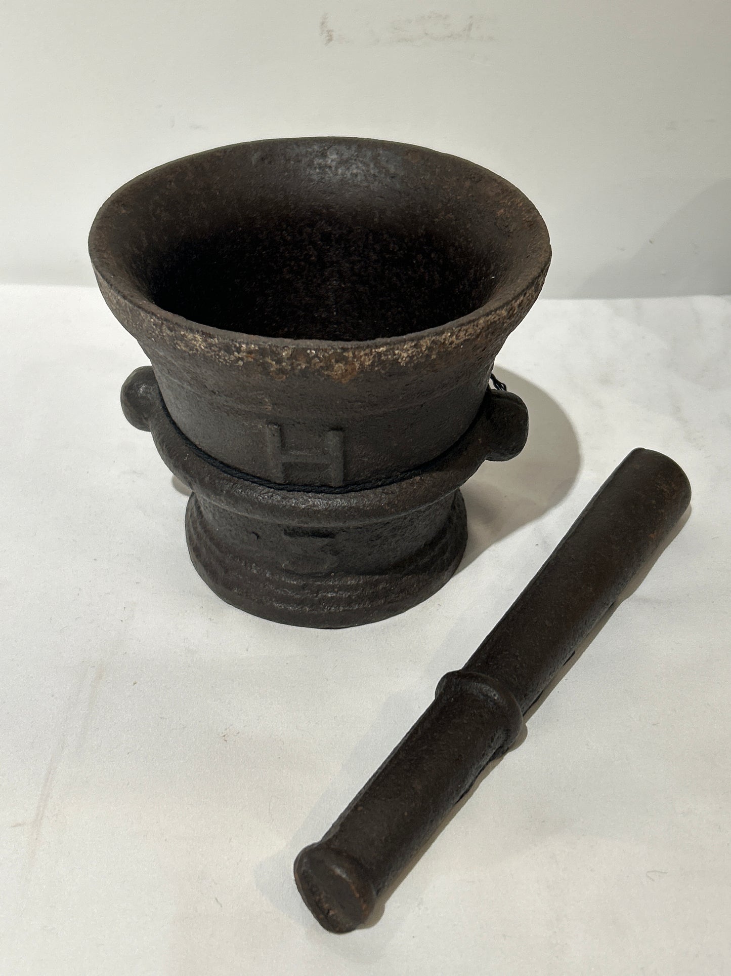 ANTIQUE MORTAR-PESTLE FOR GRINDING COFFEE.