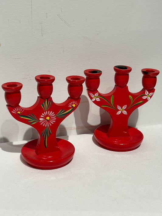 Set of 2 hand painted candelabras