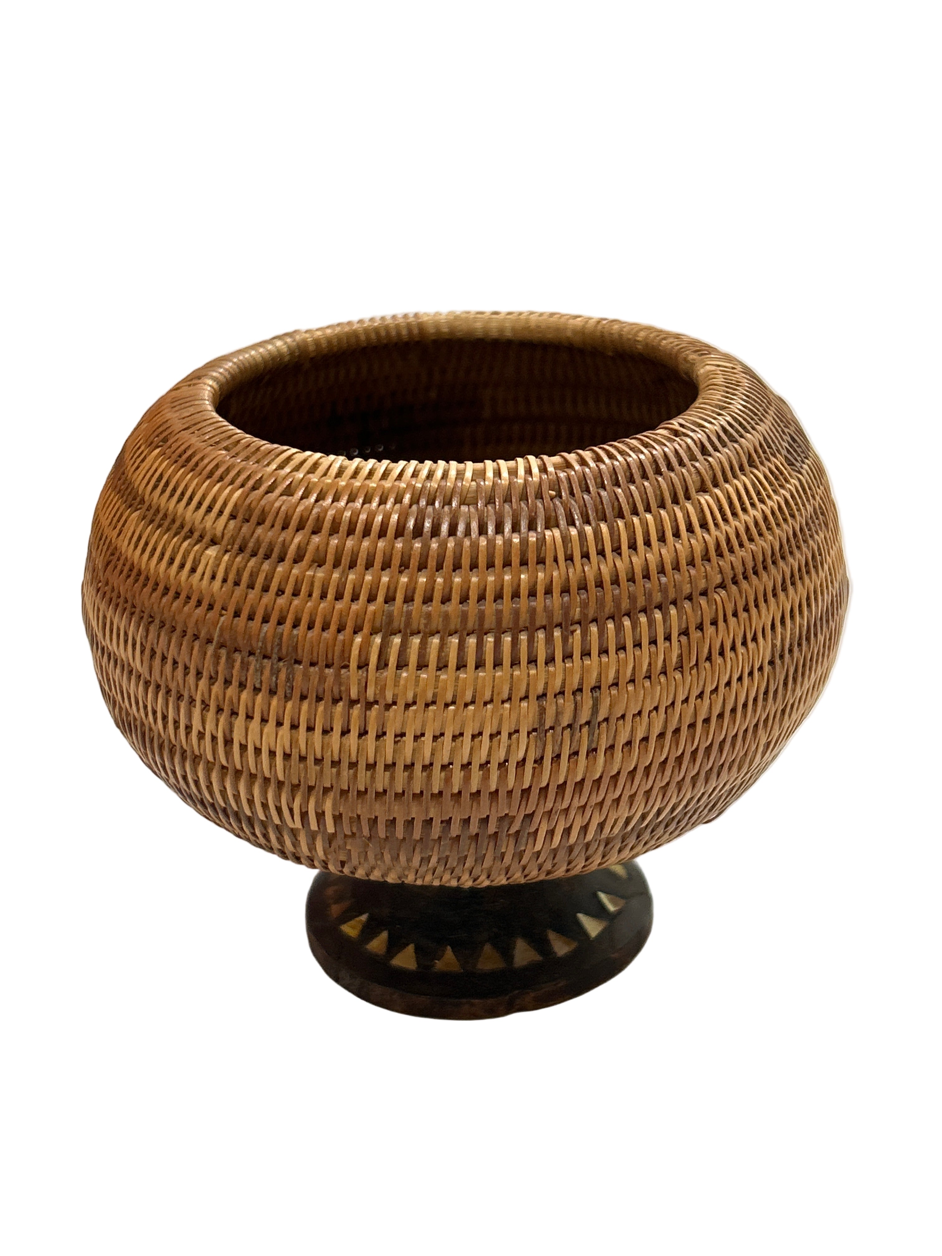 Vintage mini footed wicker bowl