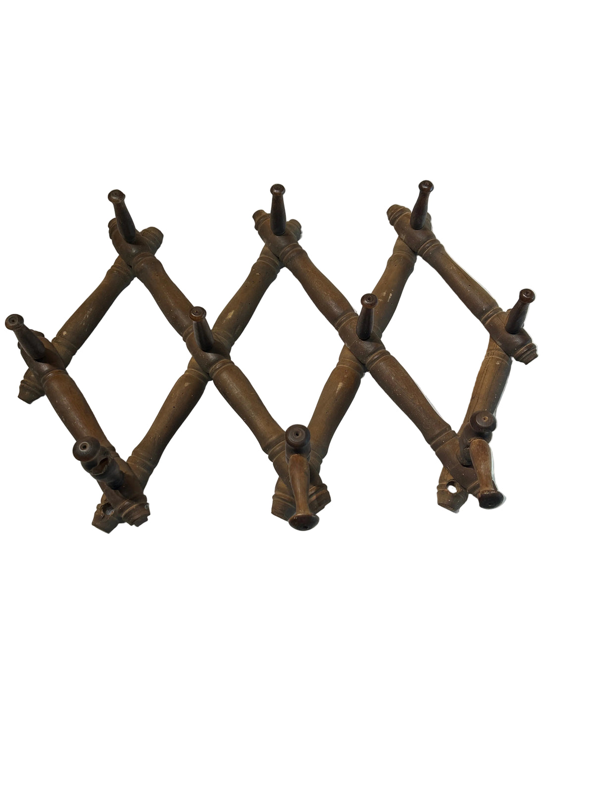 Vintage dark wood accordion wall rack