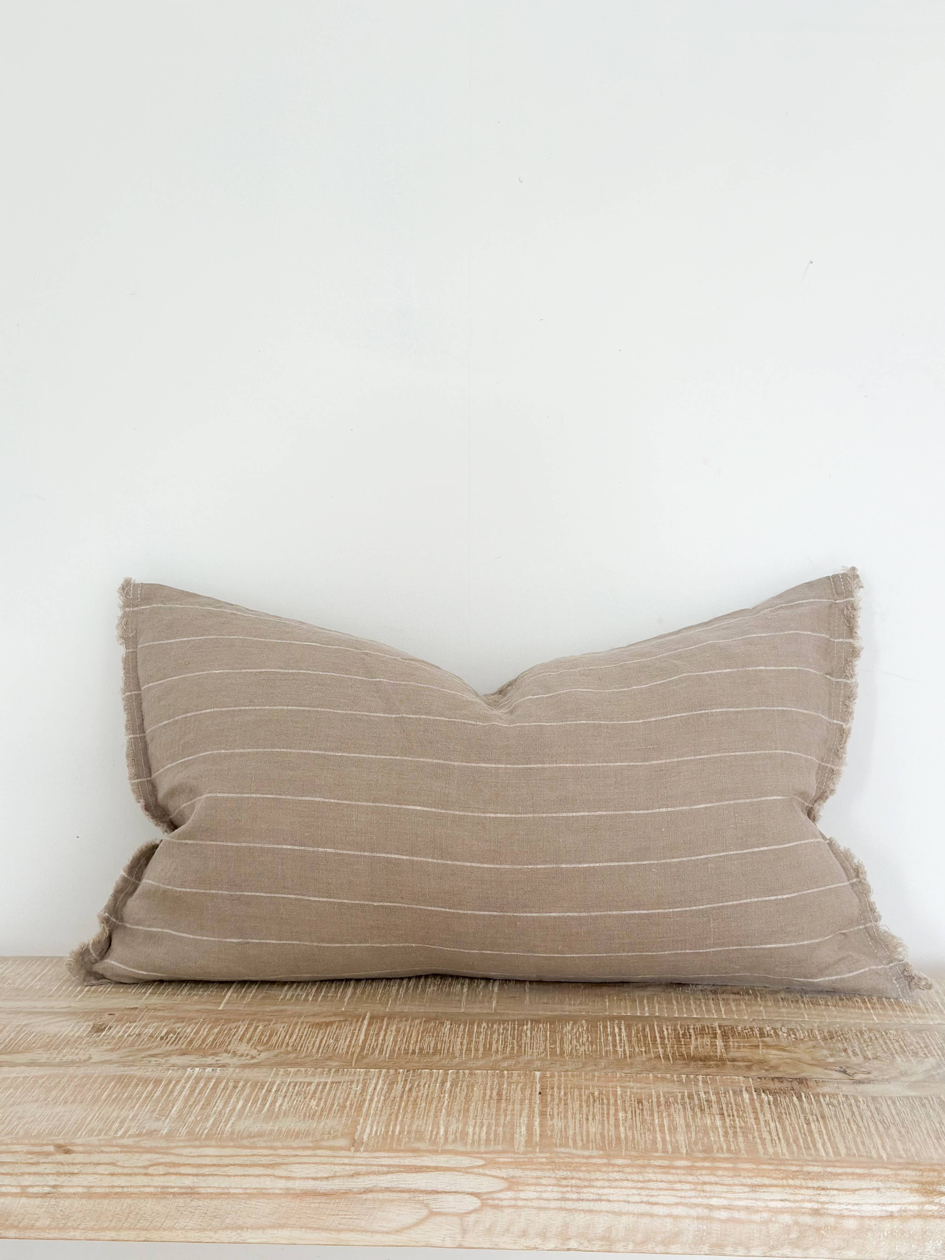 Esmee Linen Pillow 20 x 12 - Beige Stripe