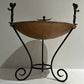 Decorative wrought iron bowl on stand