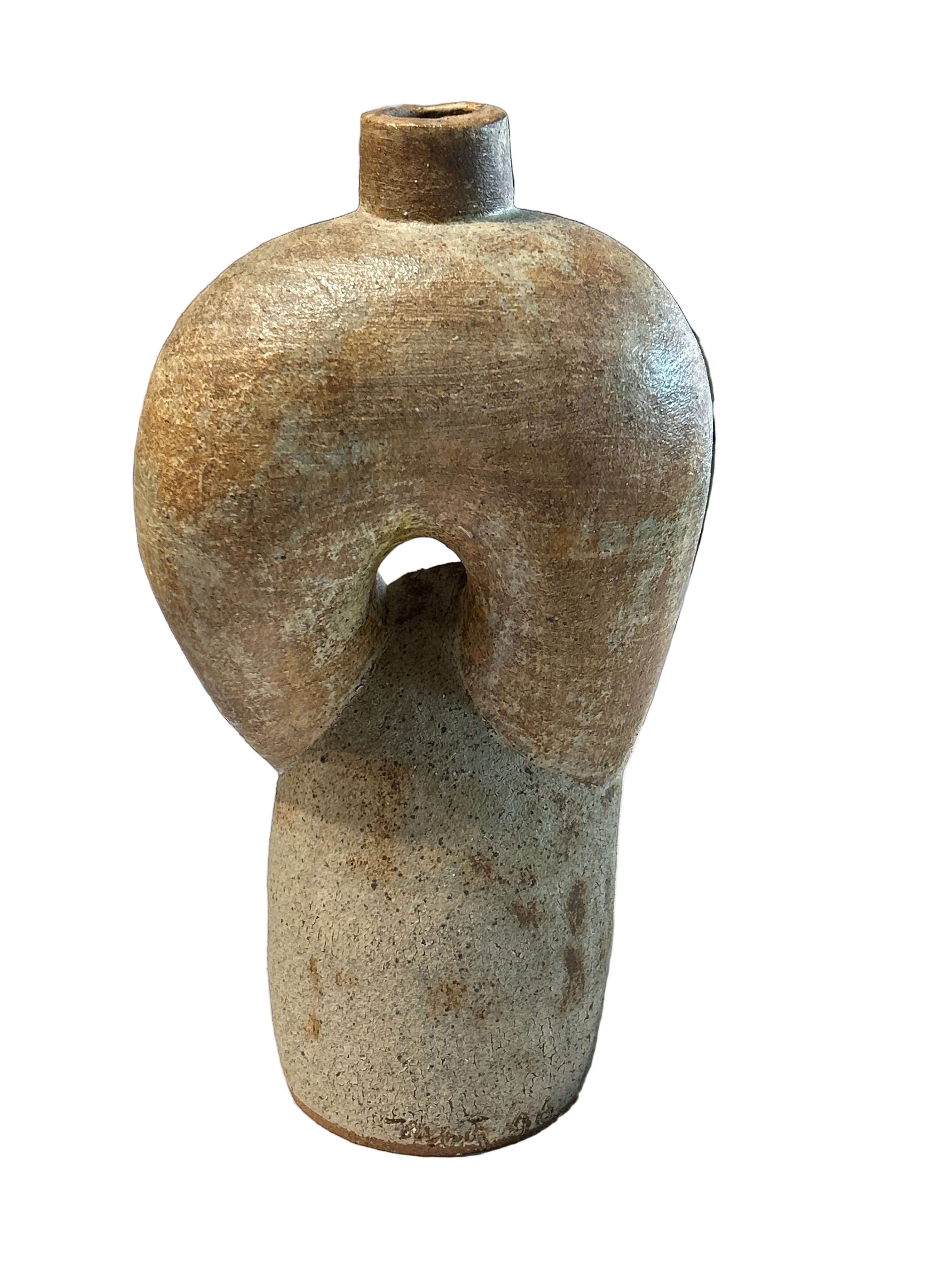 Vintage carved studio pottery vase