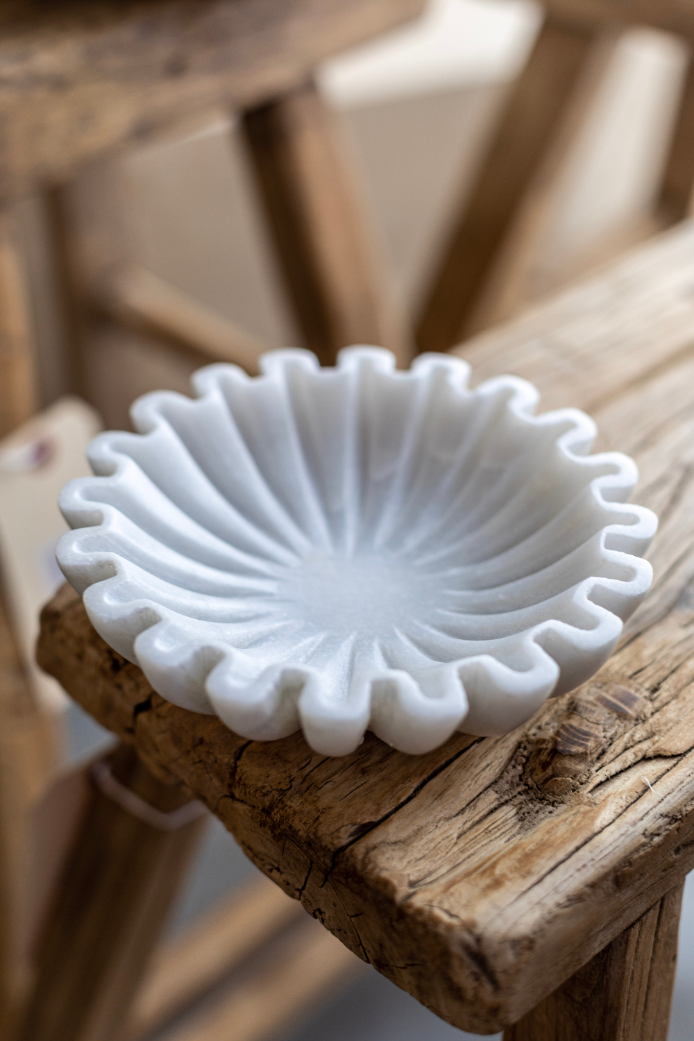 Marble Fluted Scalloped Bowls: Medium 9x9 inches