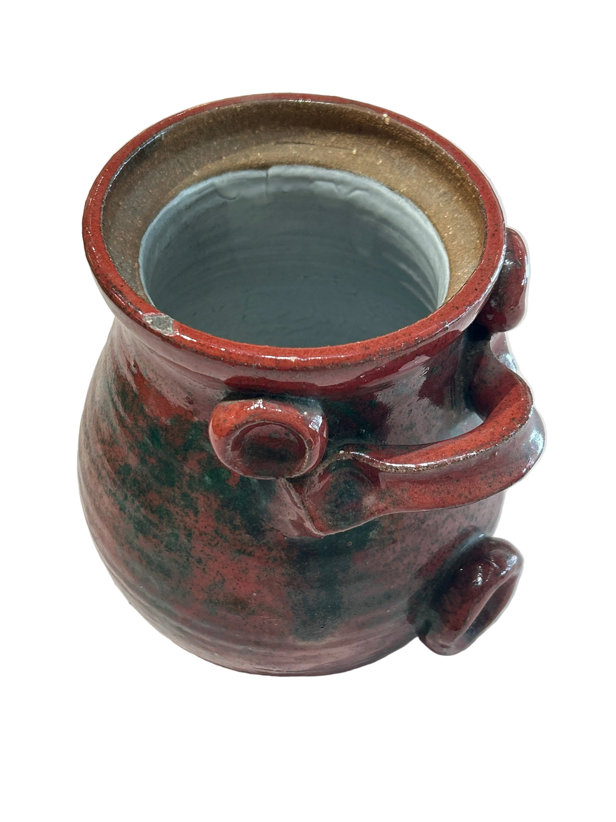 Vintage handled red glazed ceramic pitcher