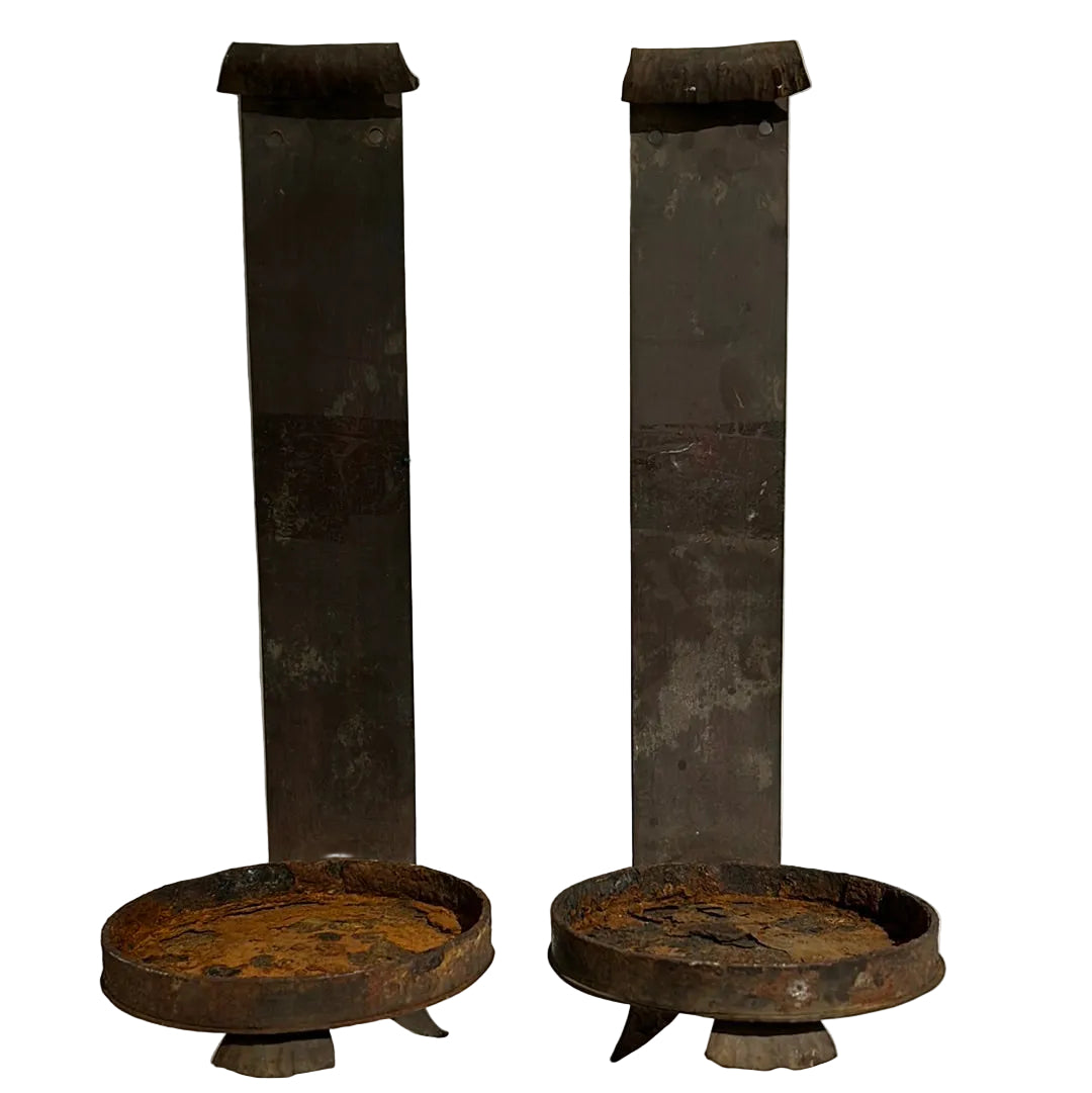 Distressed metal wall candle sconces