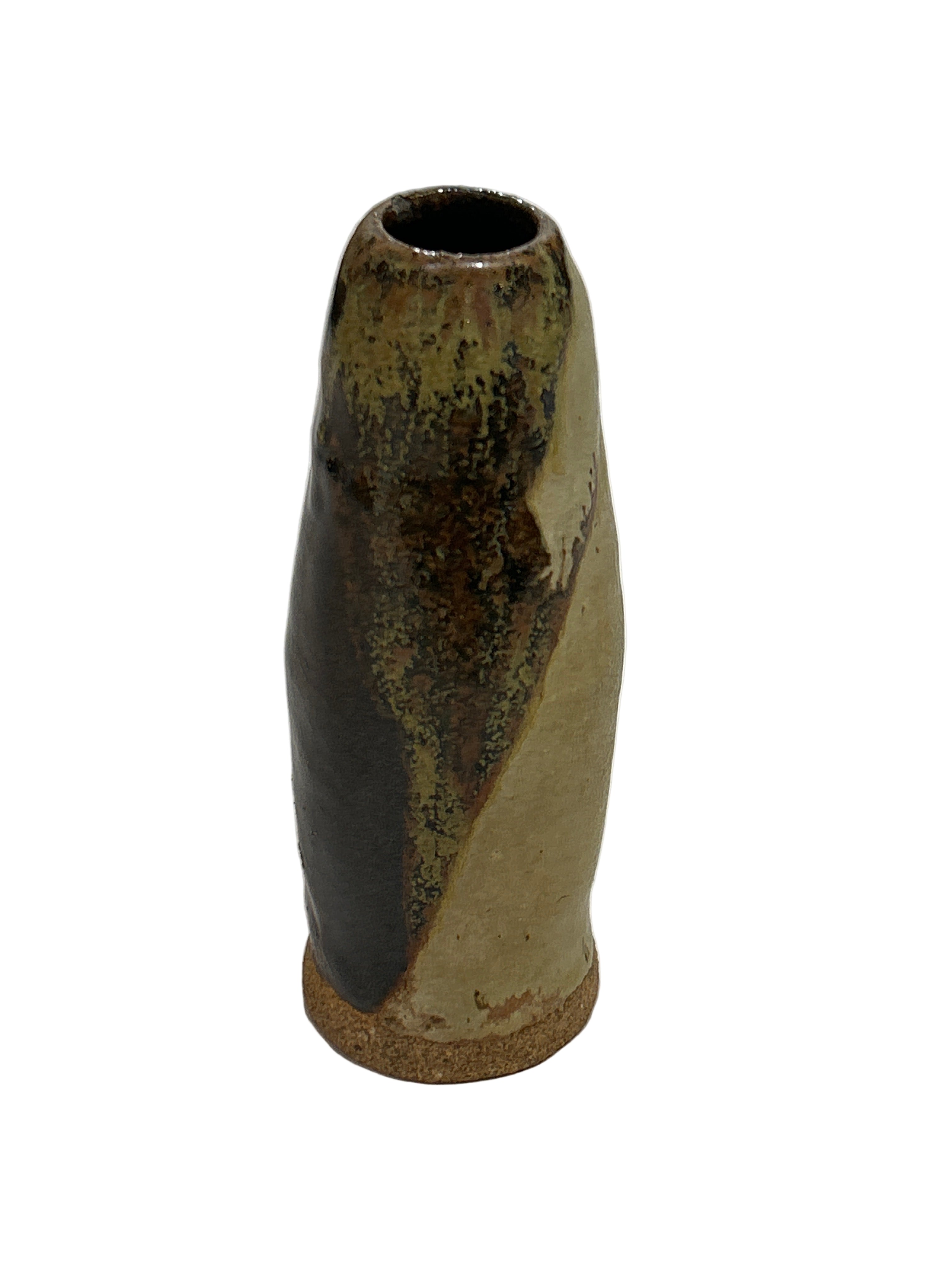 Vintage brown and cream pottery vase