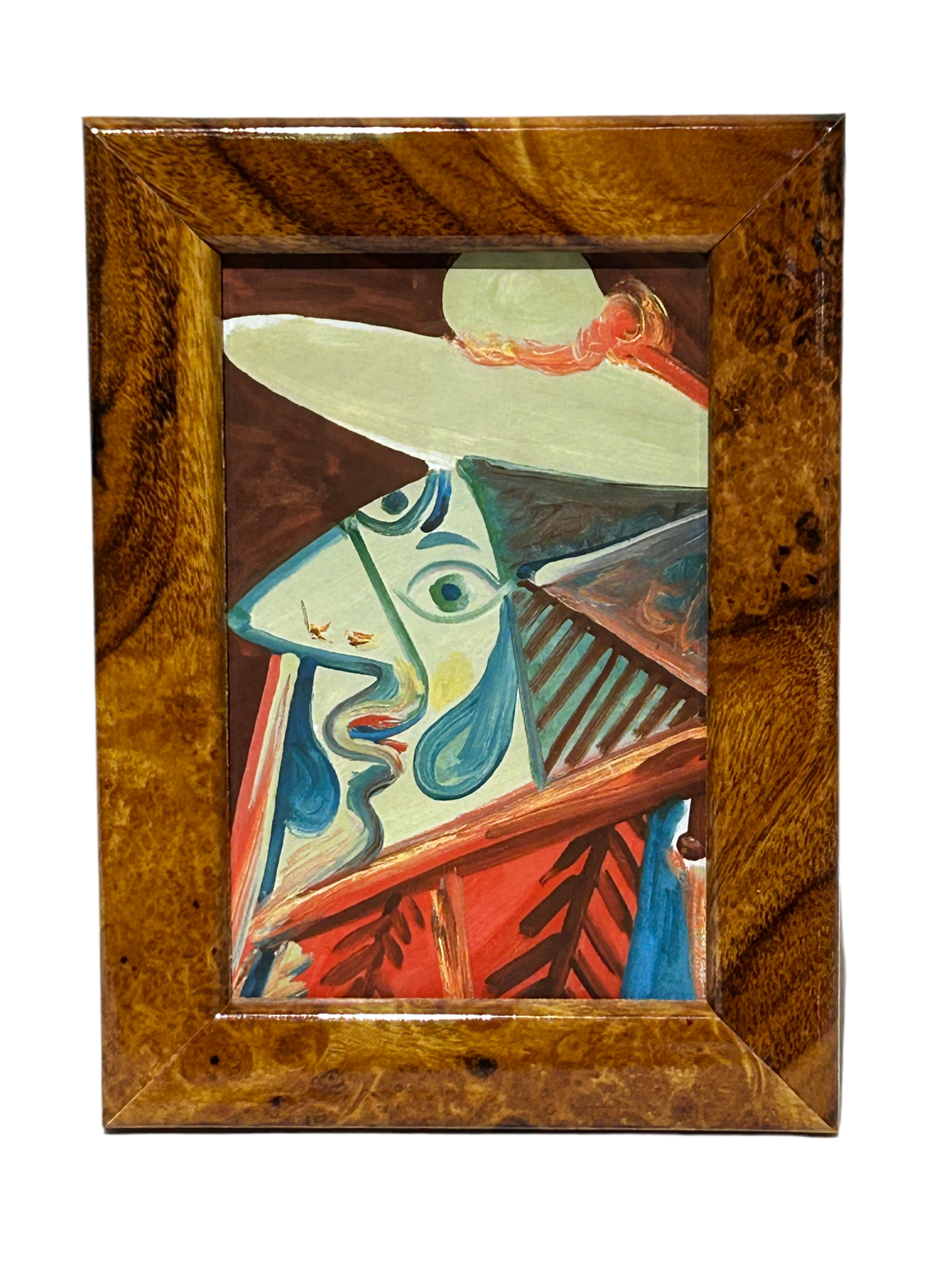 Vintage burl wood frame with Bust of a Picador Picasso print