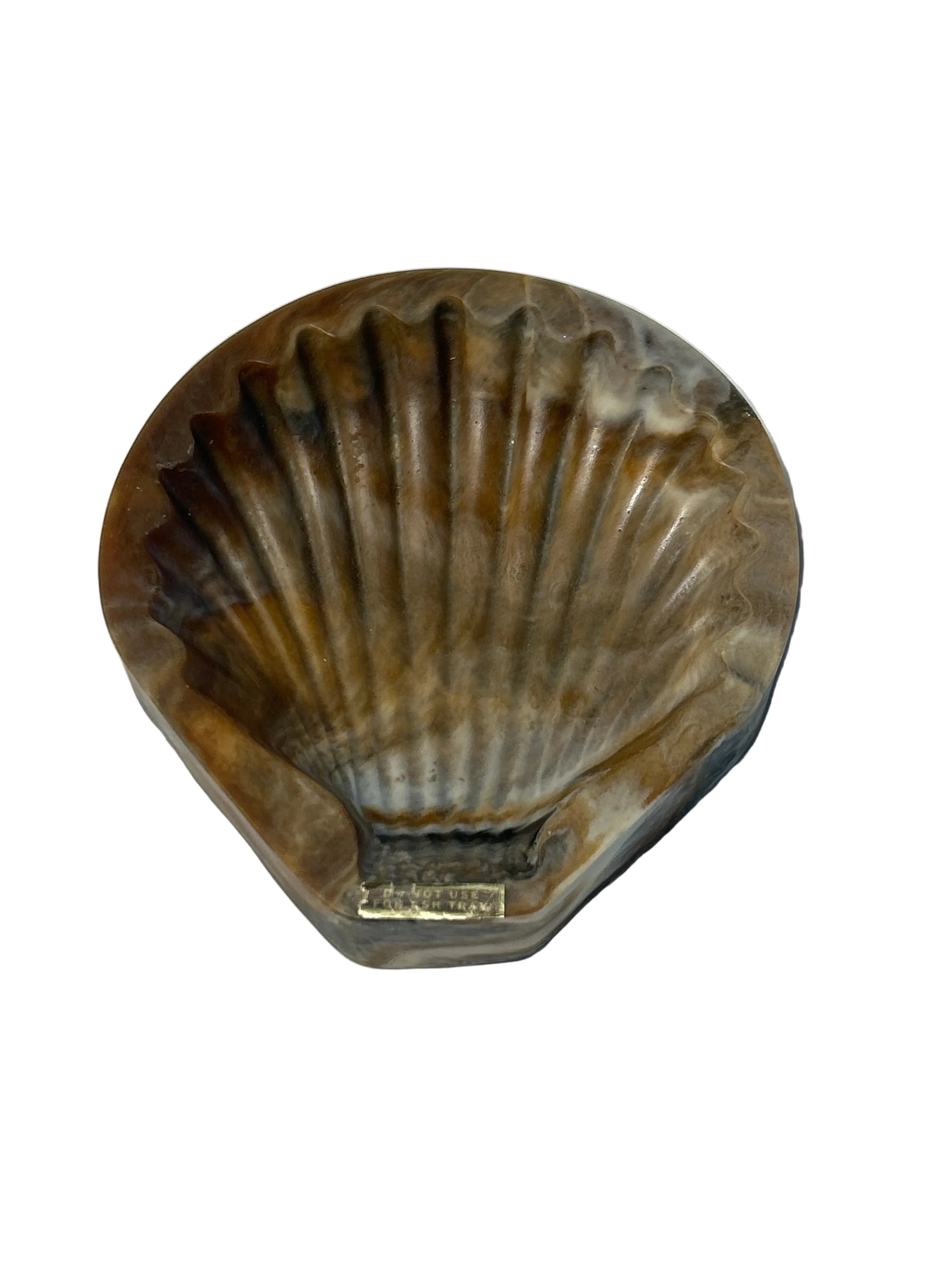 Vintage incolay stone seashell catchall