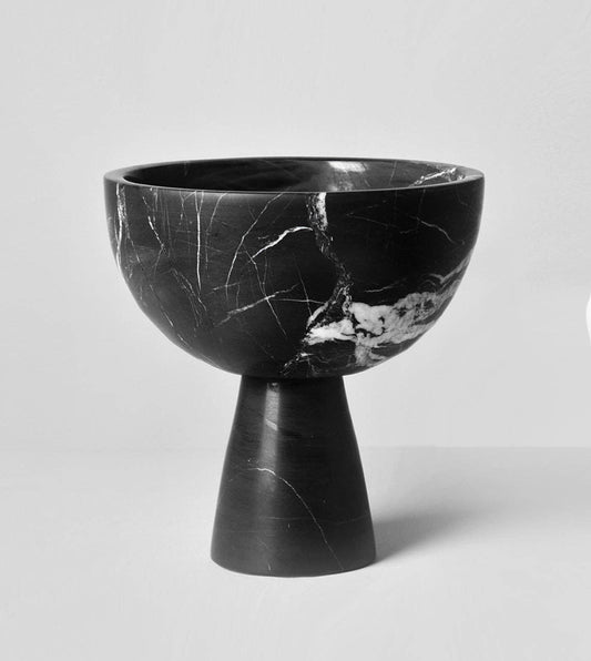 № 87 - Black Marble Pedestal Bowl Large