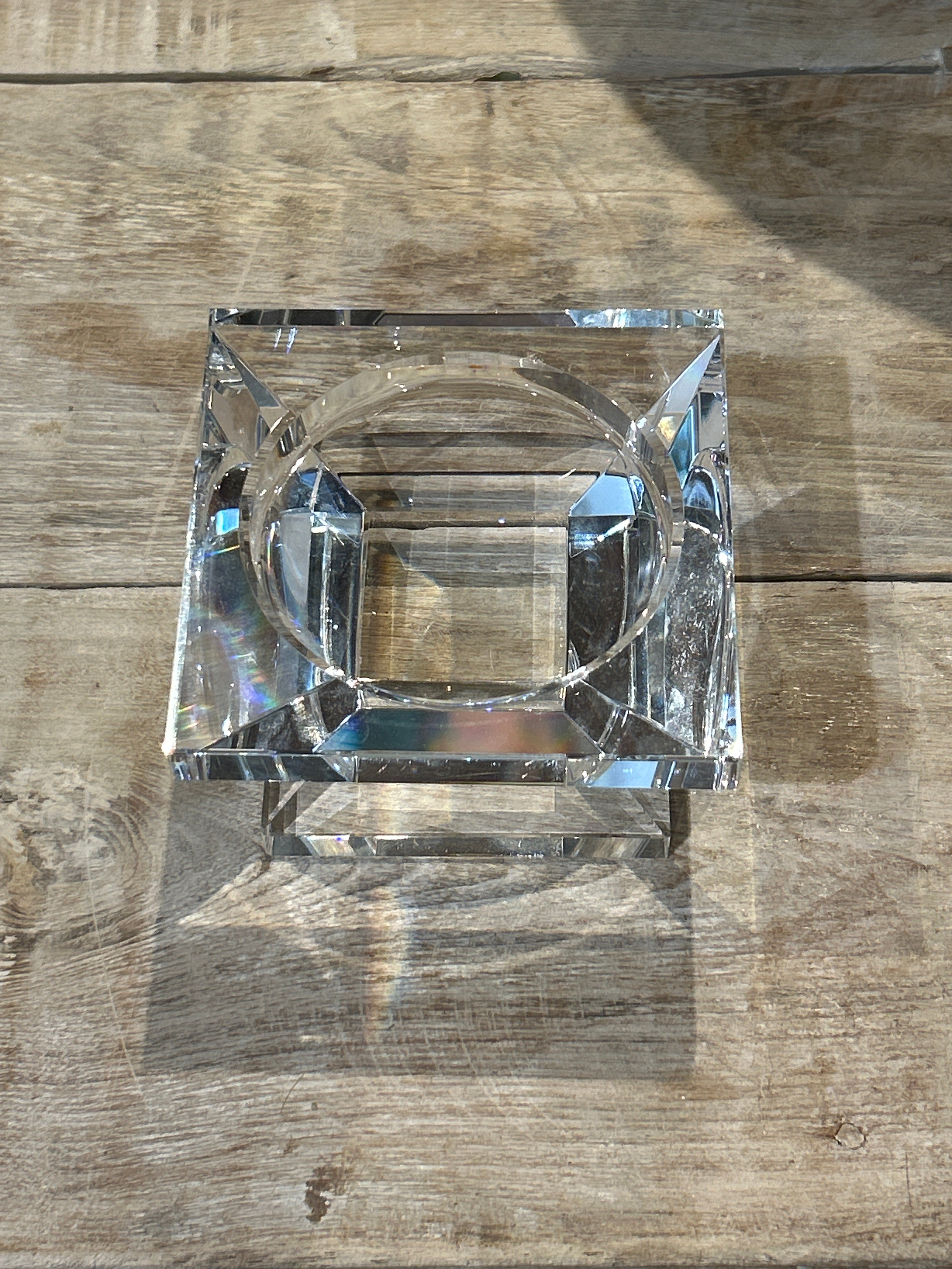Vintage crystal pillar candle holder