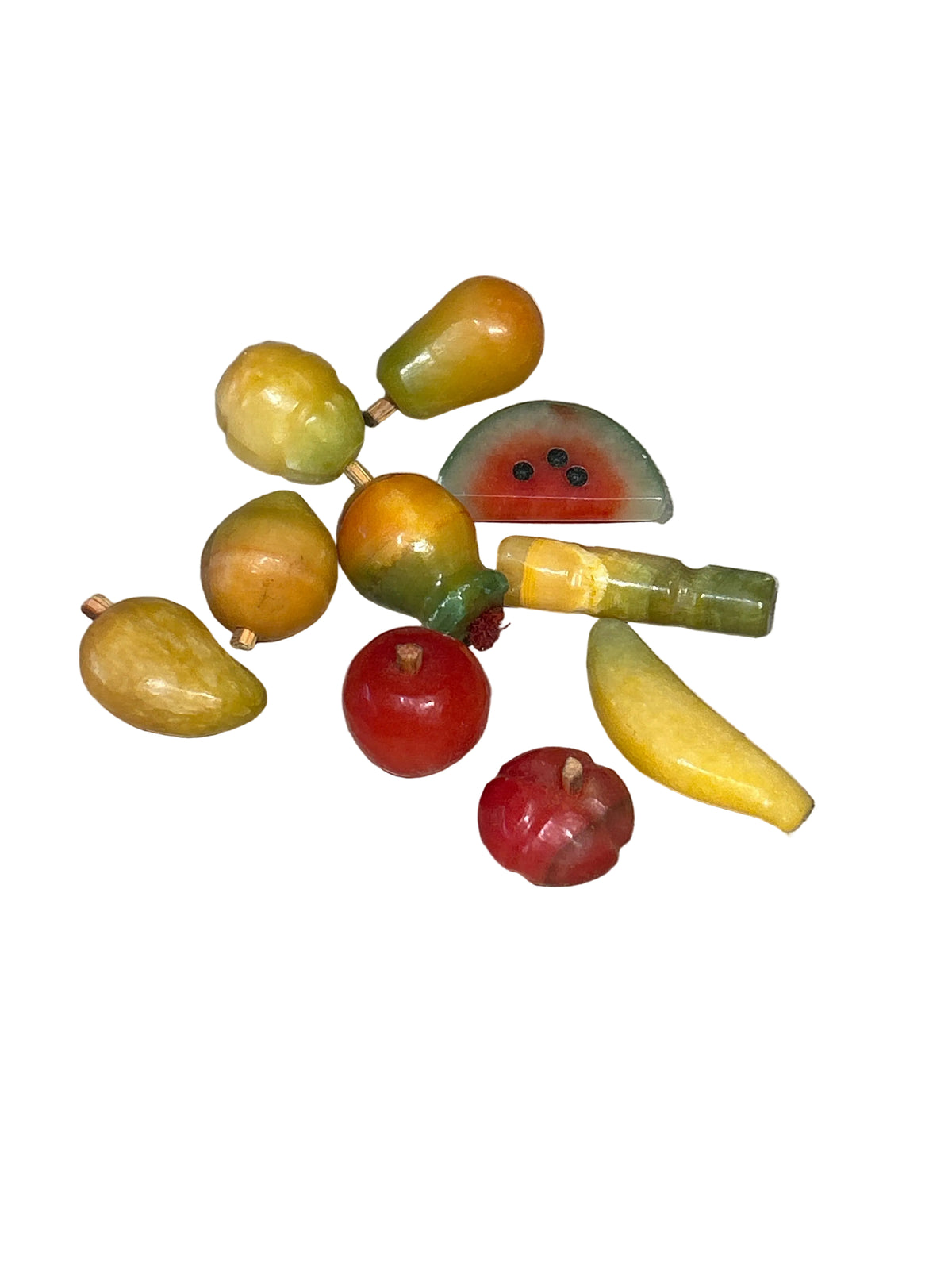 Vintage alabaster stone fruit set