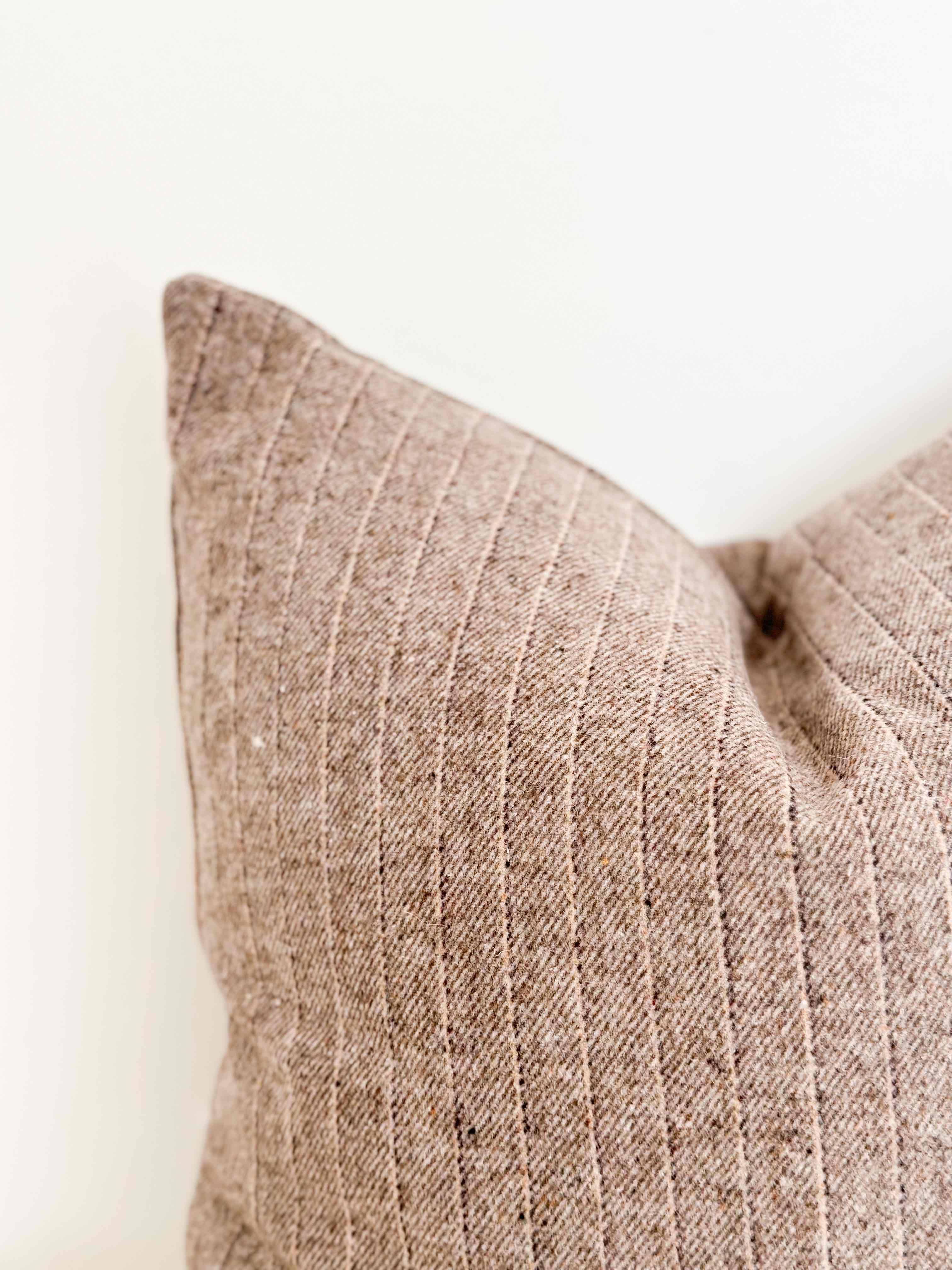 Eva Wool Effect Pillow 18 x 18  – Light Brown Stripe