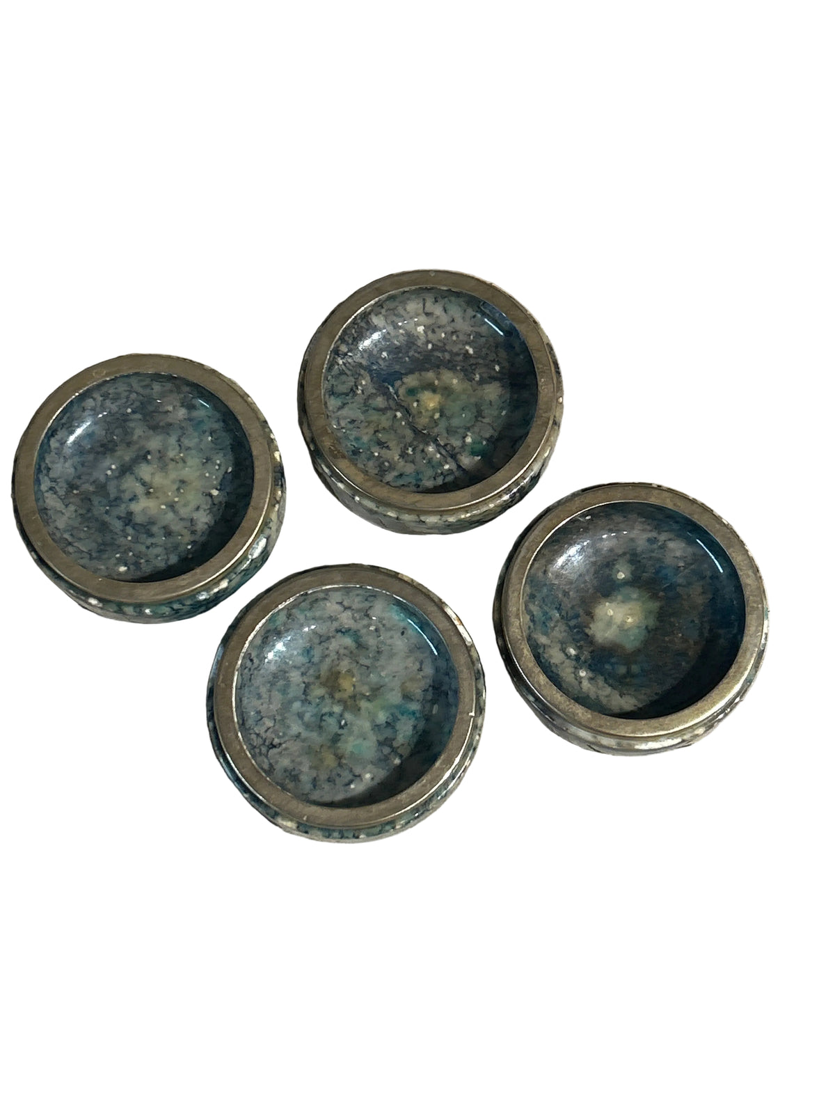 Vintage set of 4 marble and brass dishes