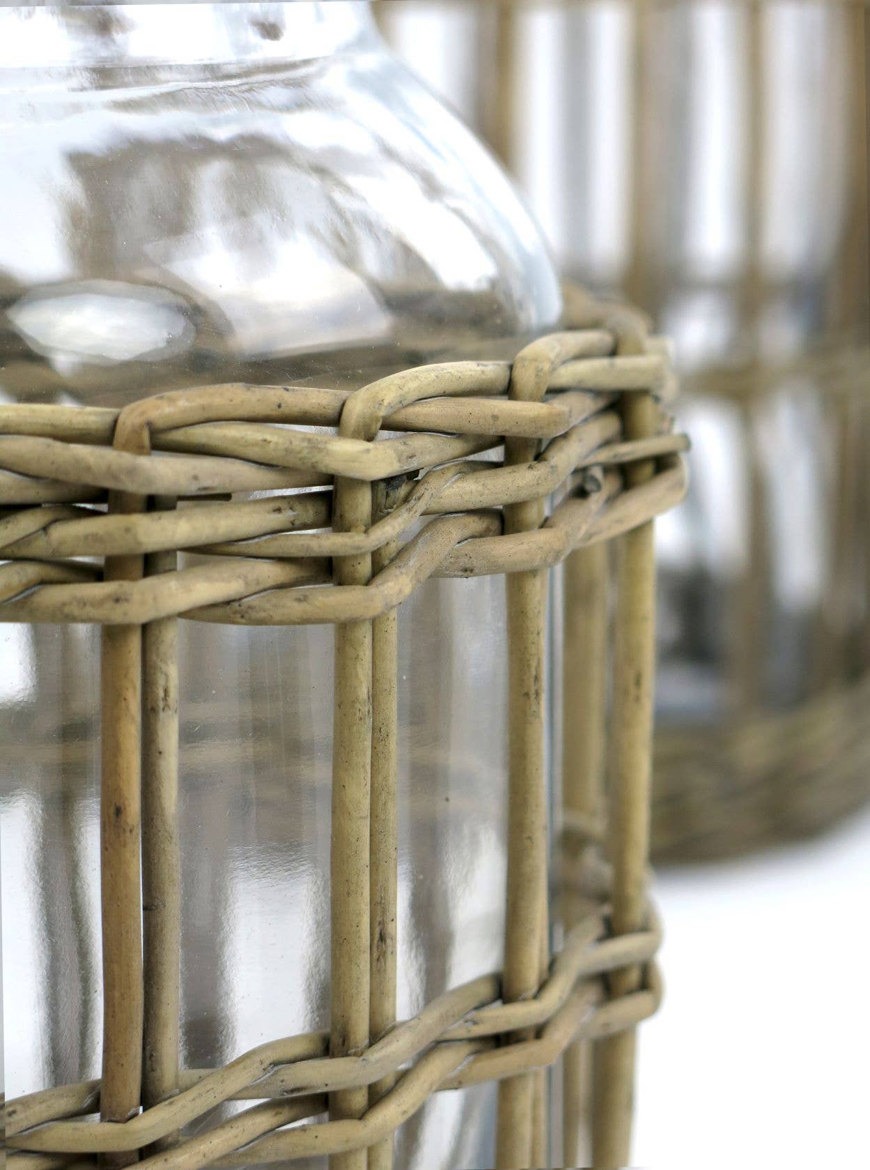 Glass and Woven Willow Canister - Small