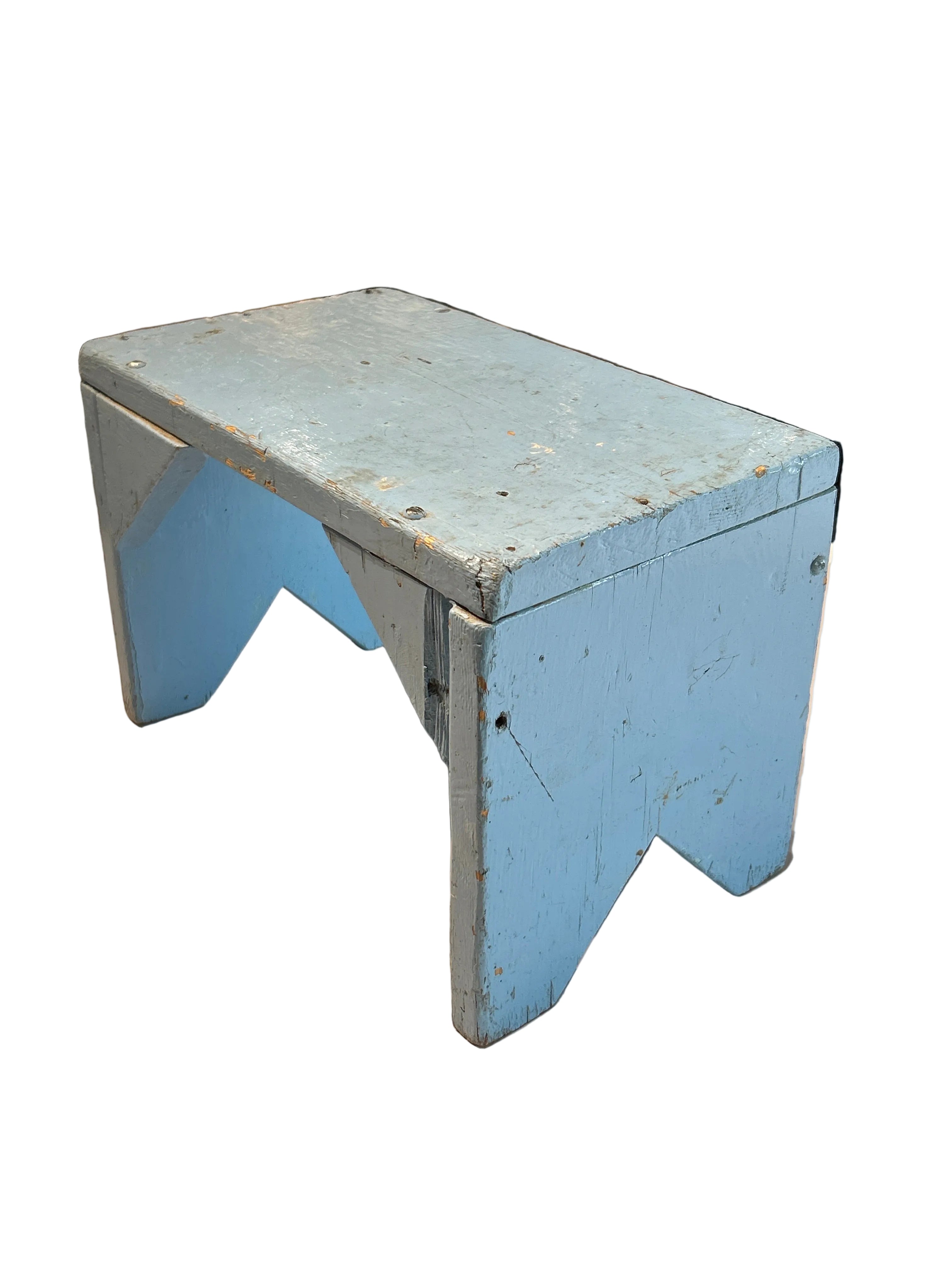 Vintage blue painted stool