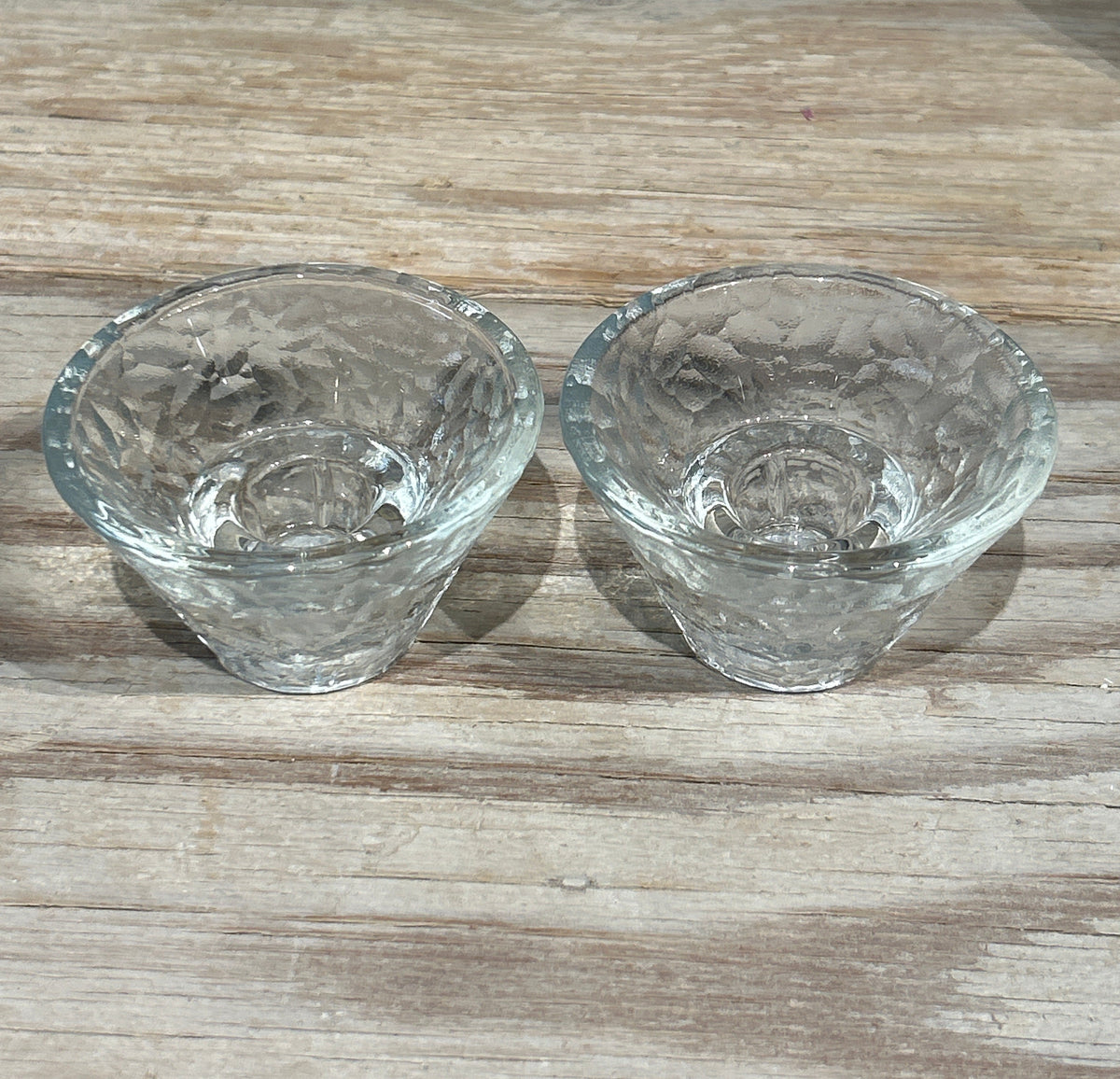 Vintage pair of French ice block candle holders