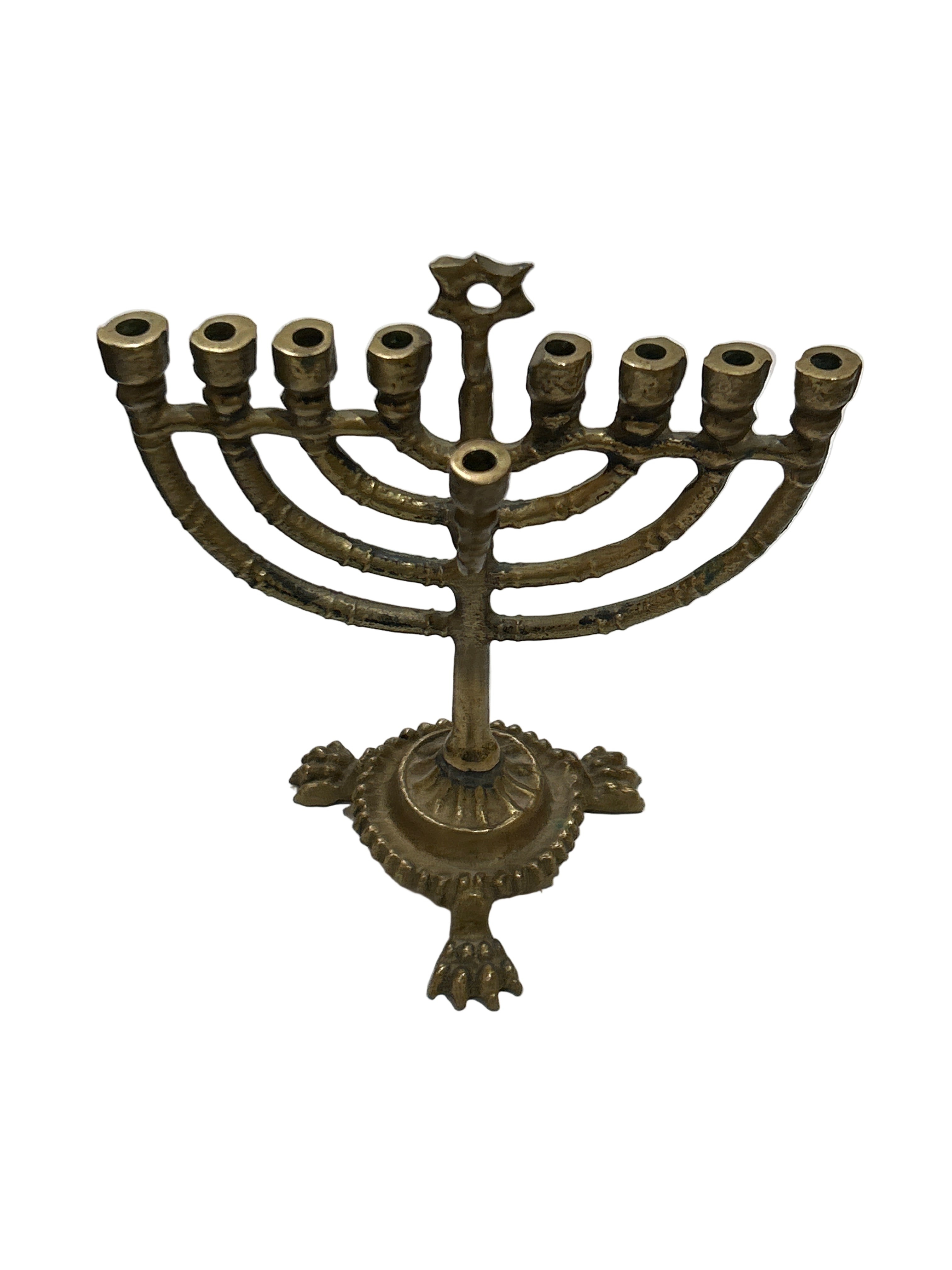 Vintage brass footed menorah