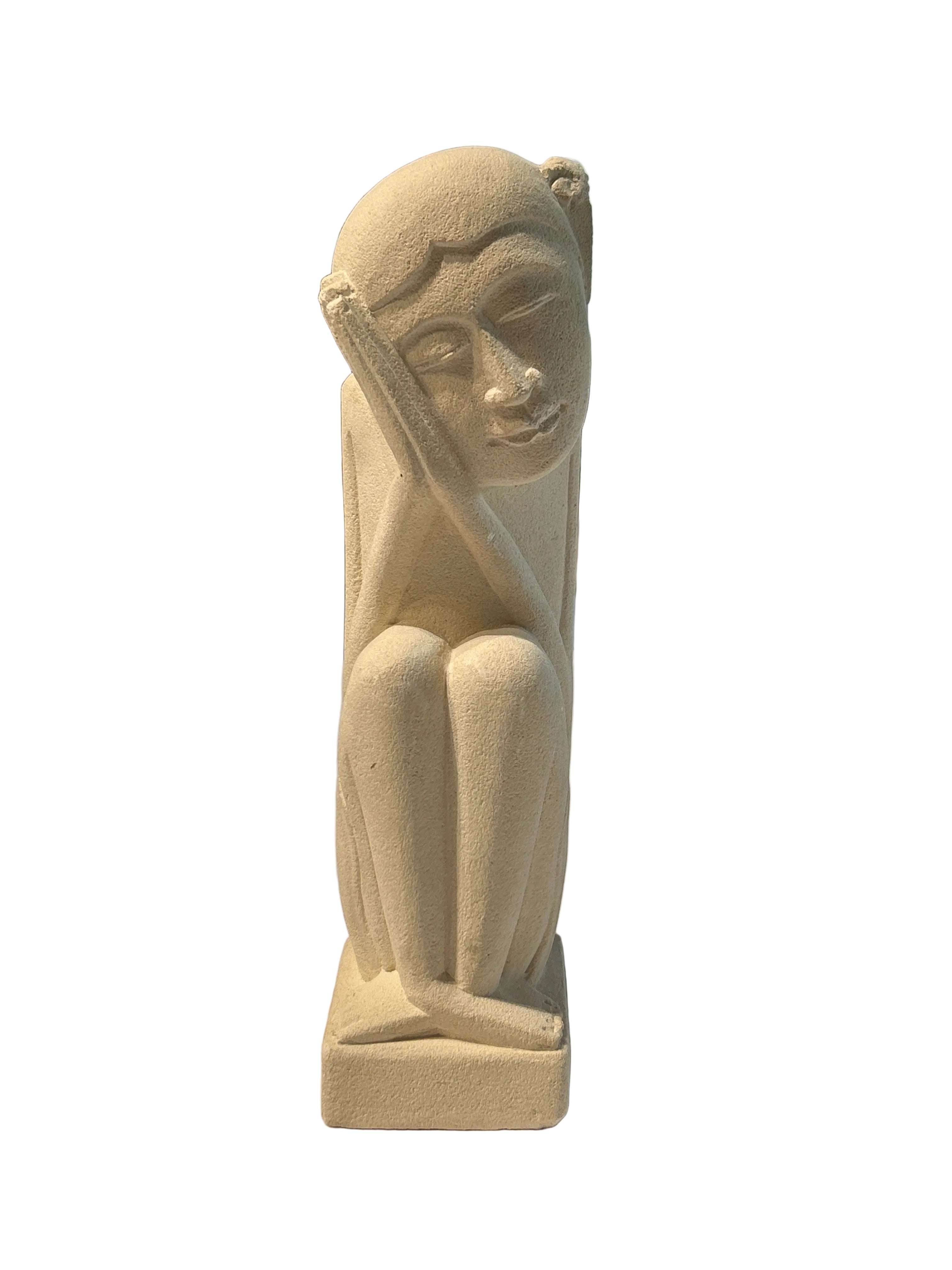 Vintage sleeping sandstone figure sculpture