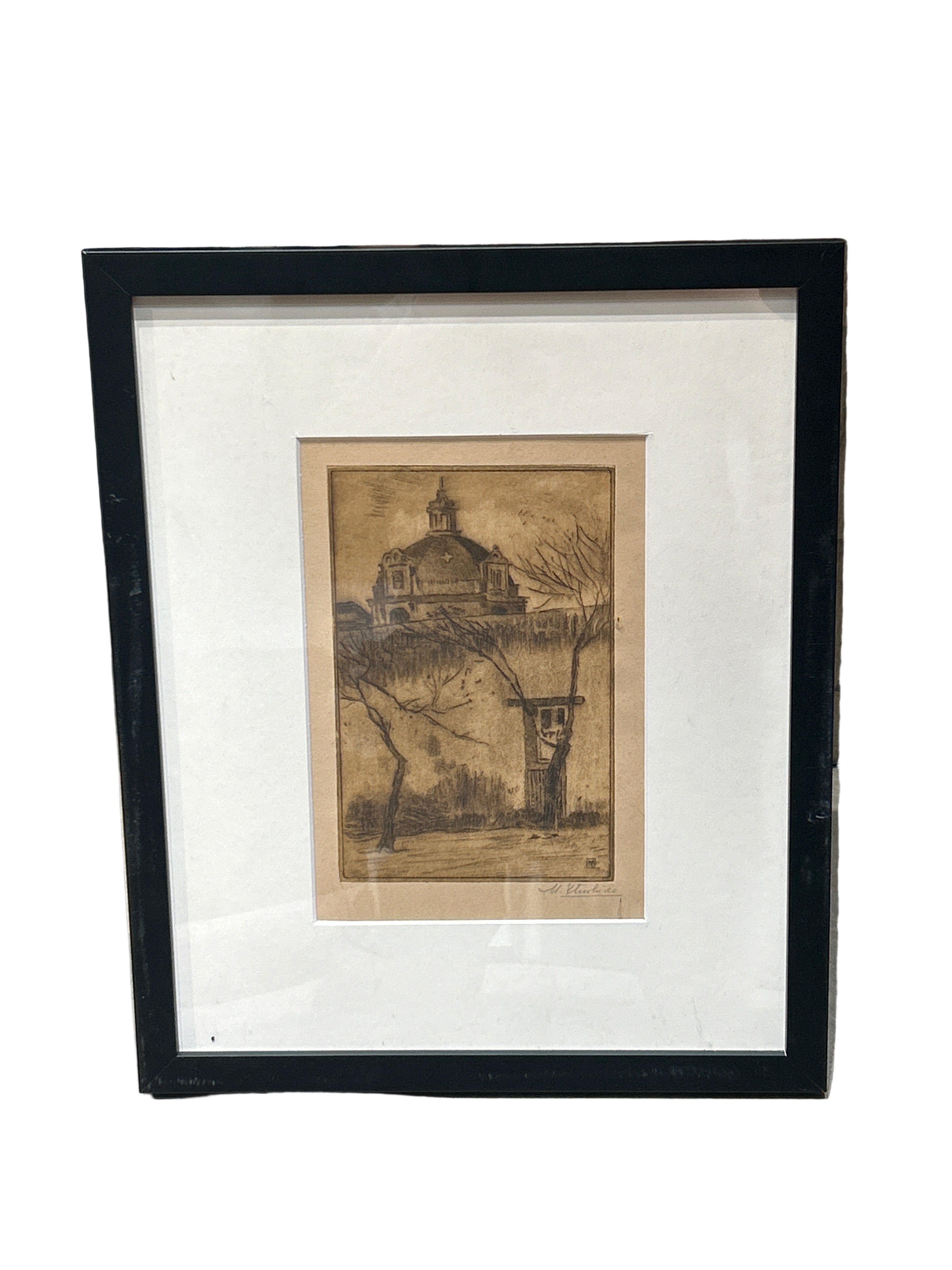 Vintage lithograph signed