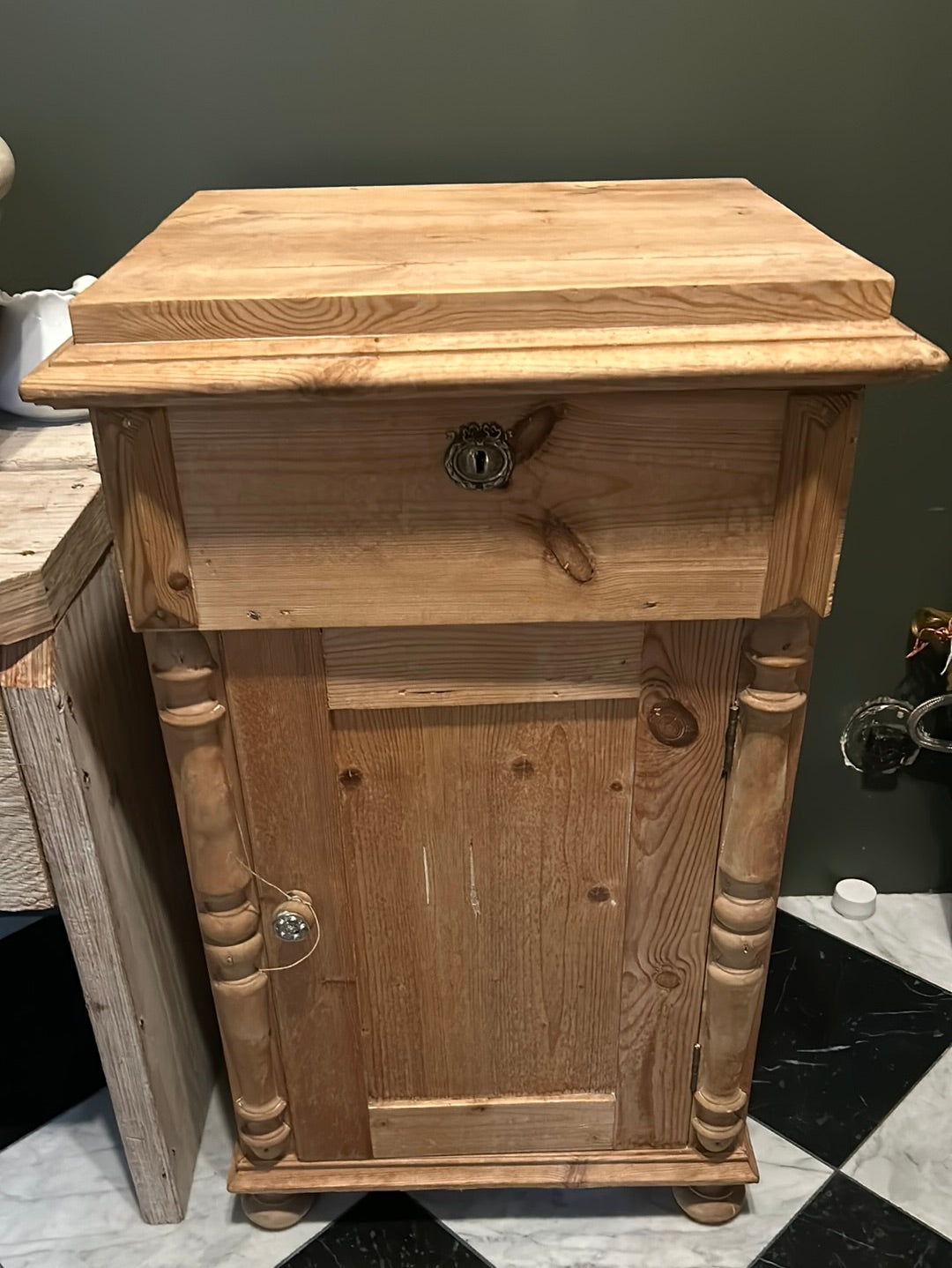 Pine cabinet with mirror