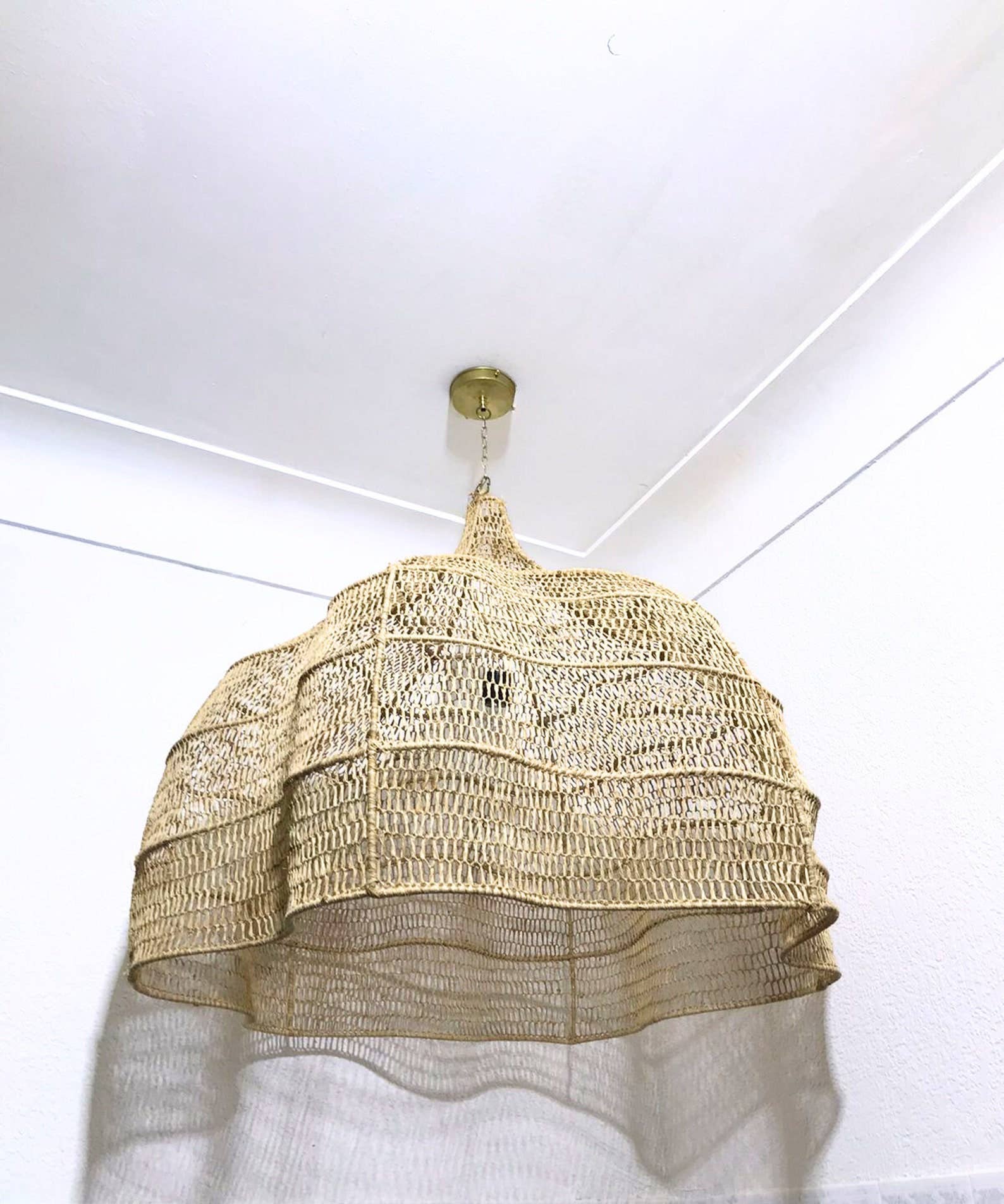 New Style Wave Chandelier, Natural Wicker Chandelier, : 50 cm