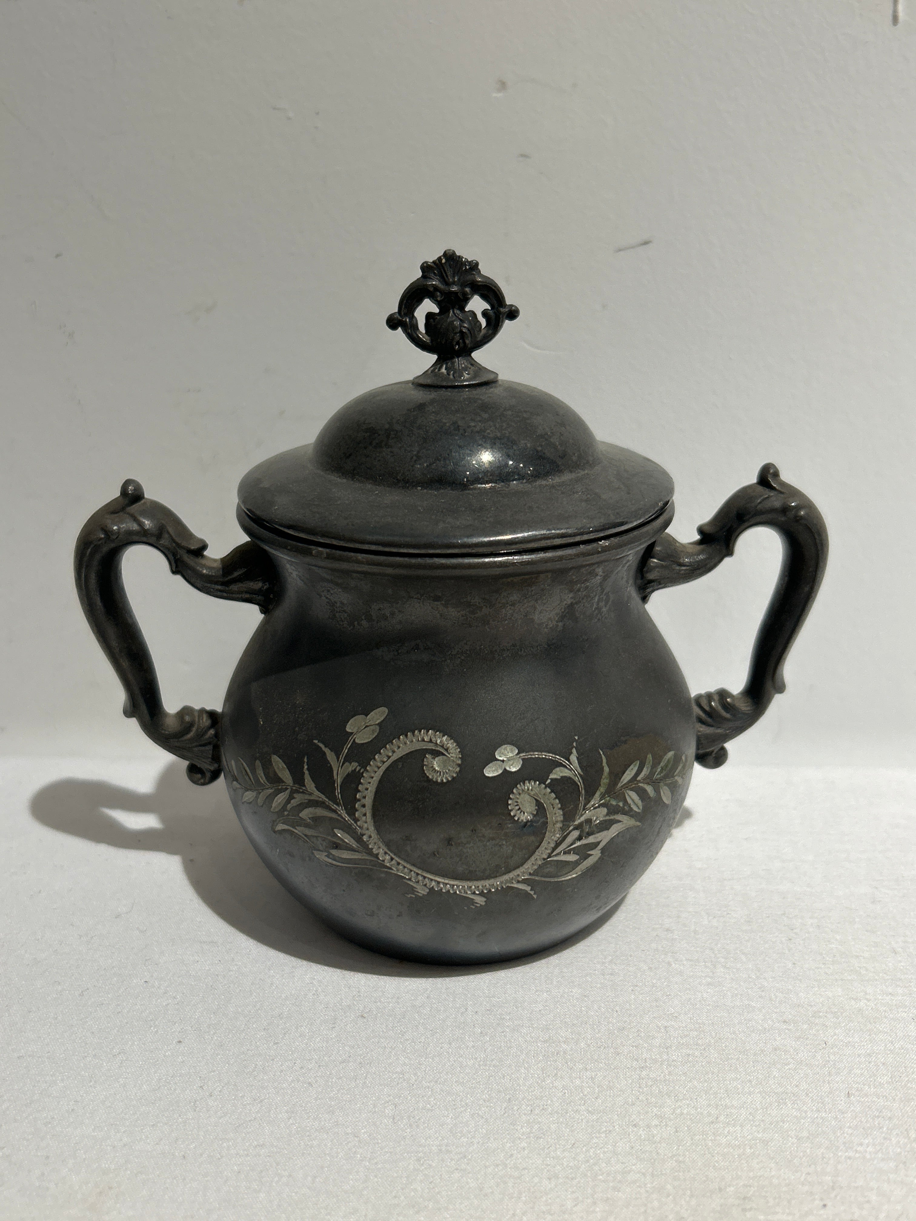 Vintage silver plate two-handled teapot