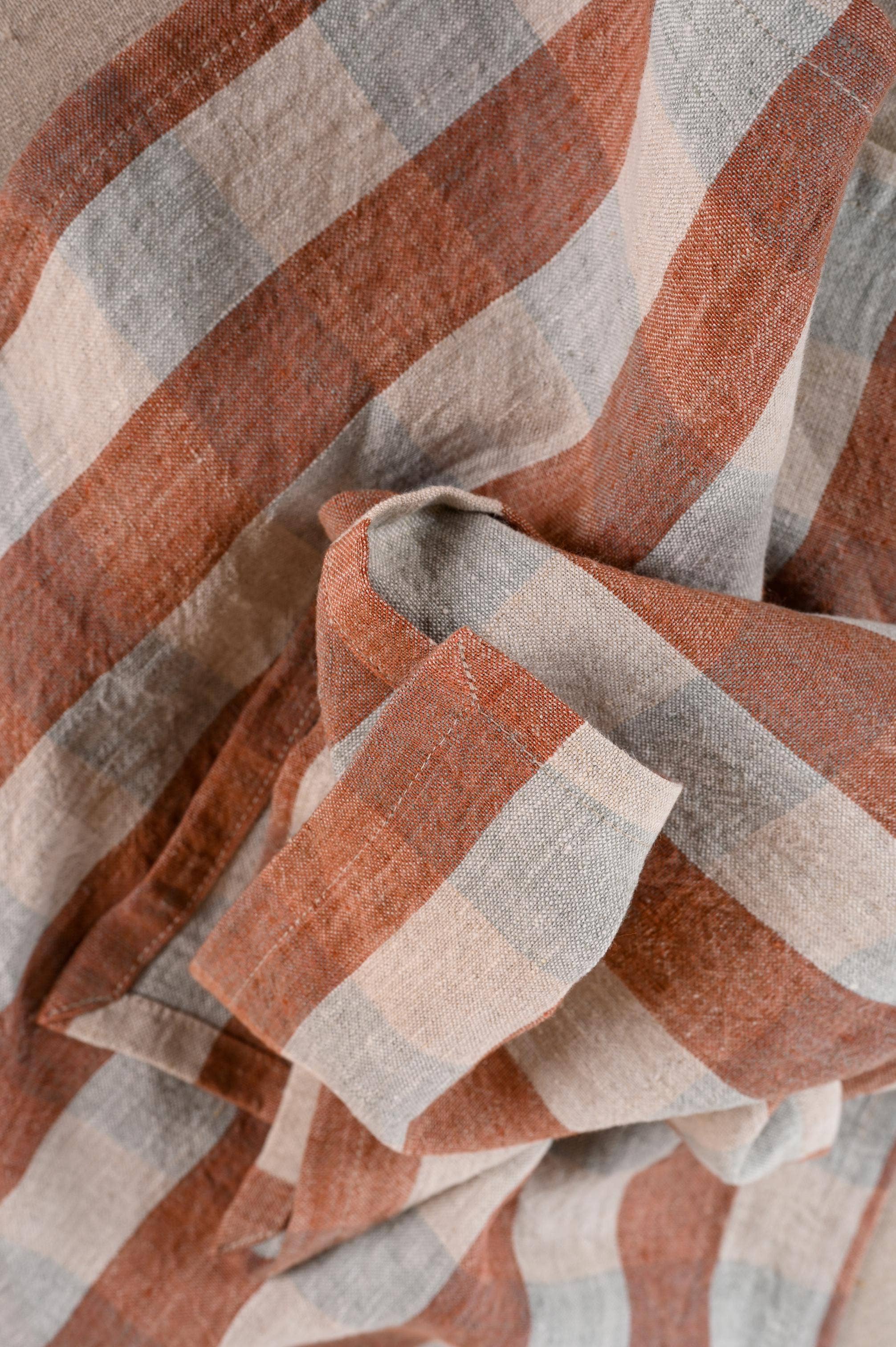 Clara Linen Napkin – Classic Checks: Terracotta-clara / Set of 2 - 10"x10"