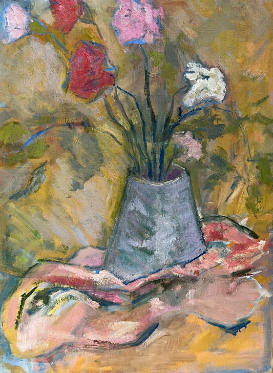 Flowers in vase artist board