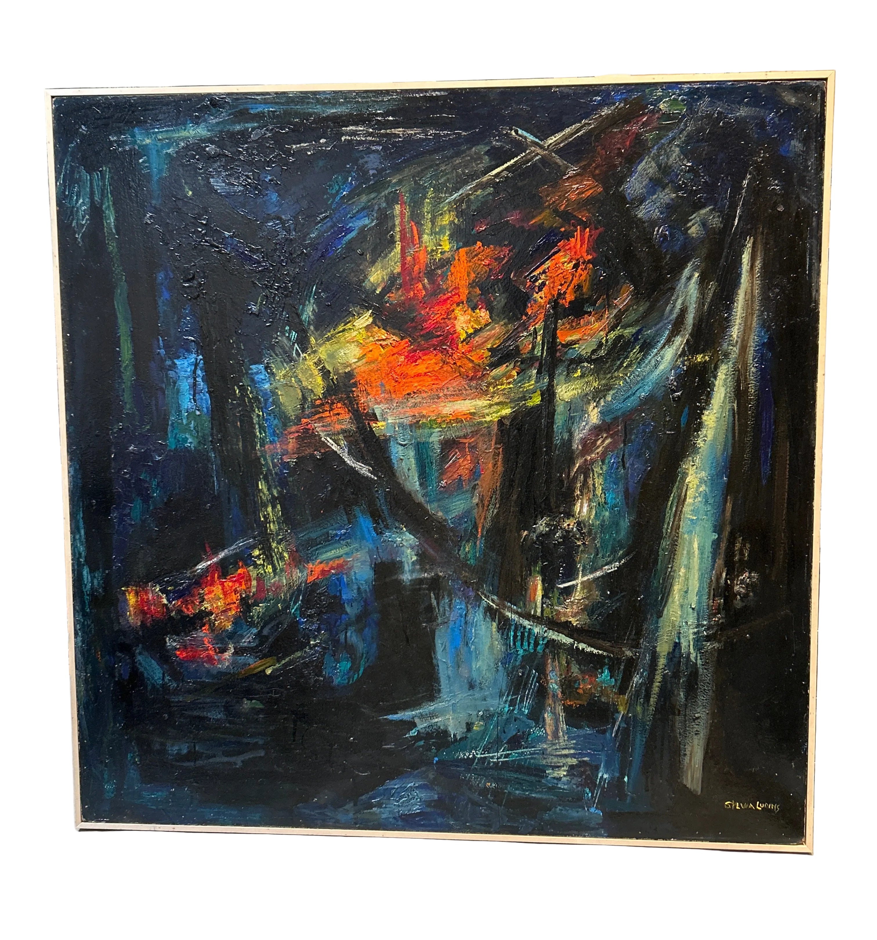 Vintage abstract oil on canvas signed